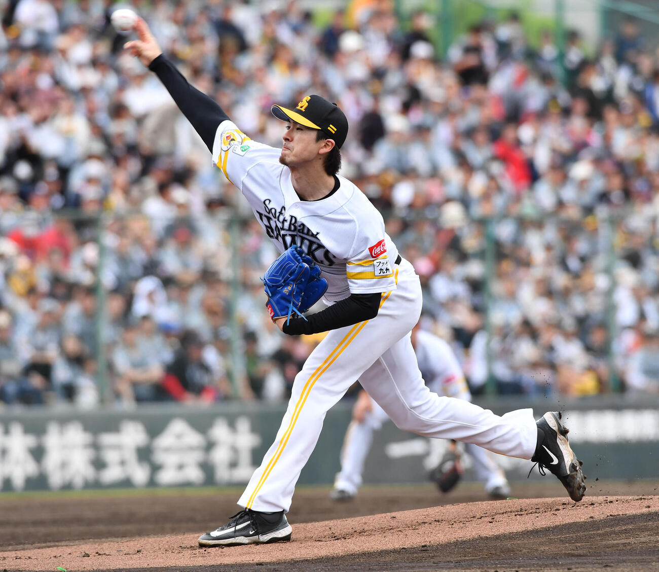 ソフトバンク対ロッテ　ソフトバンク先発の上沢直之（撮影・岩下翔太）