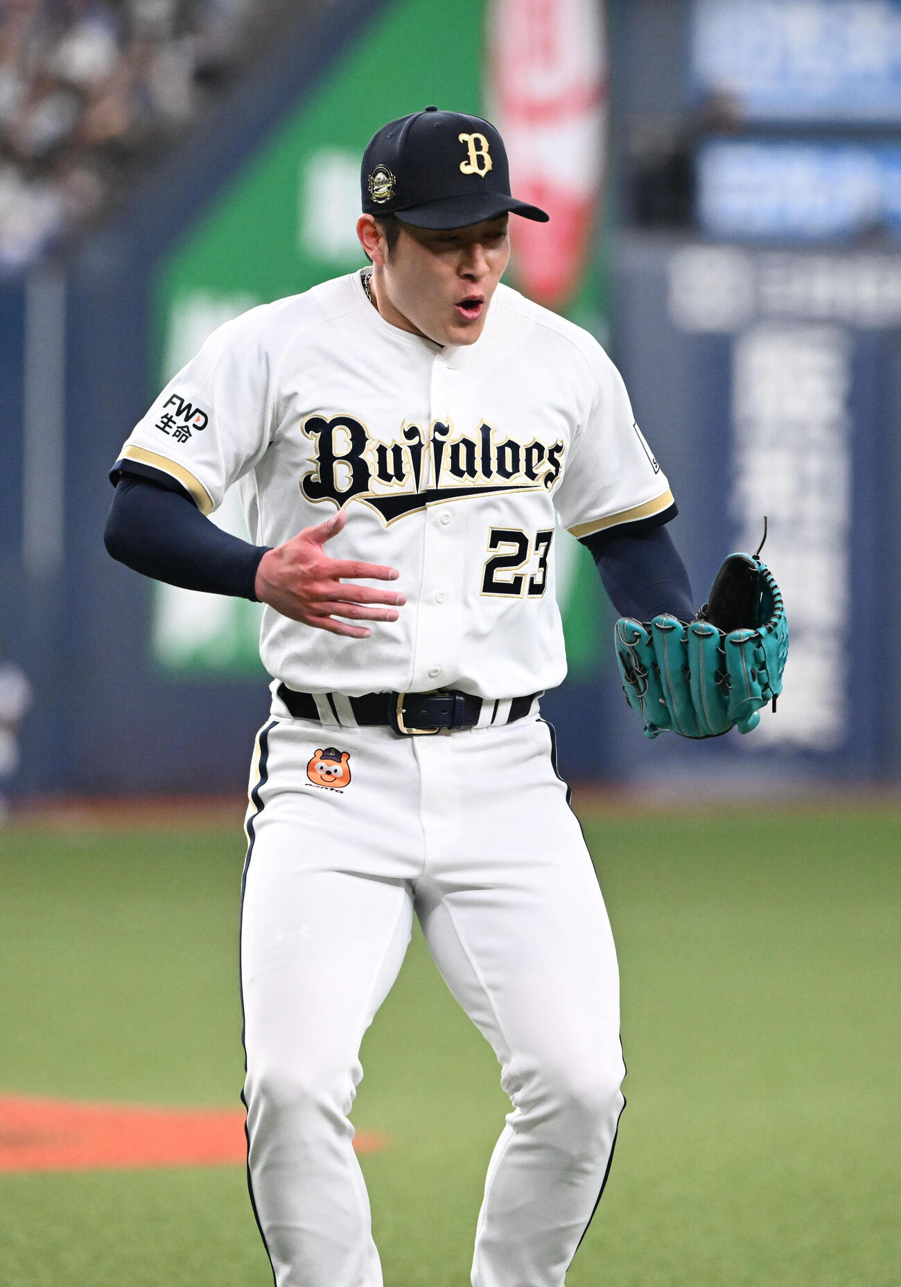 オリックス対日本ハム　7回表日本ハム2死満塁、レイエスを一邪飛に抑え雄たけびをあげる吉田輝星（撮影・和賀正仁）