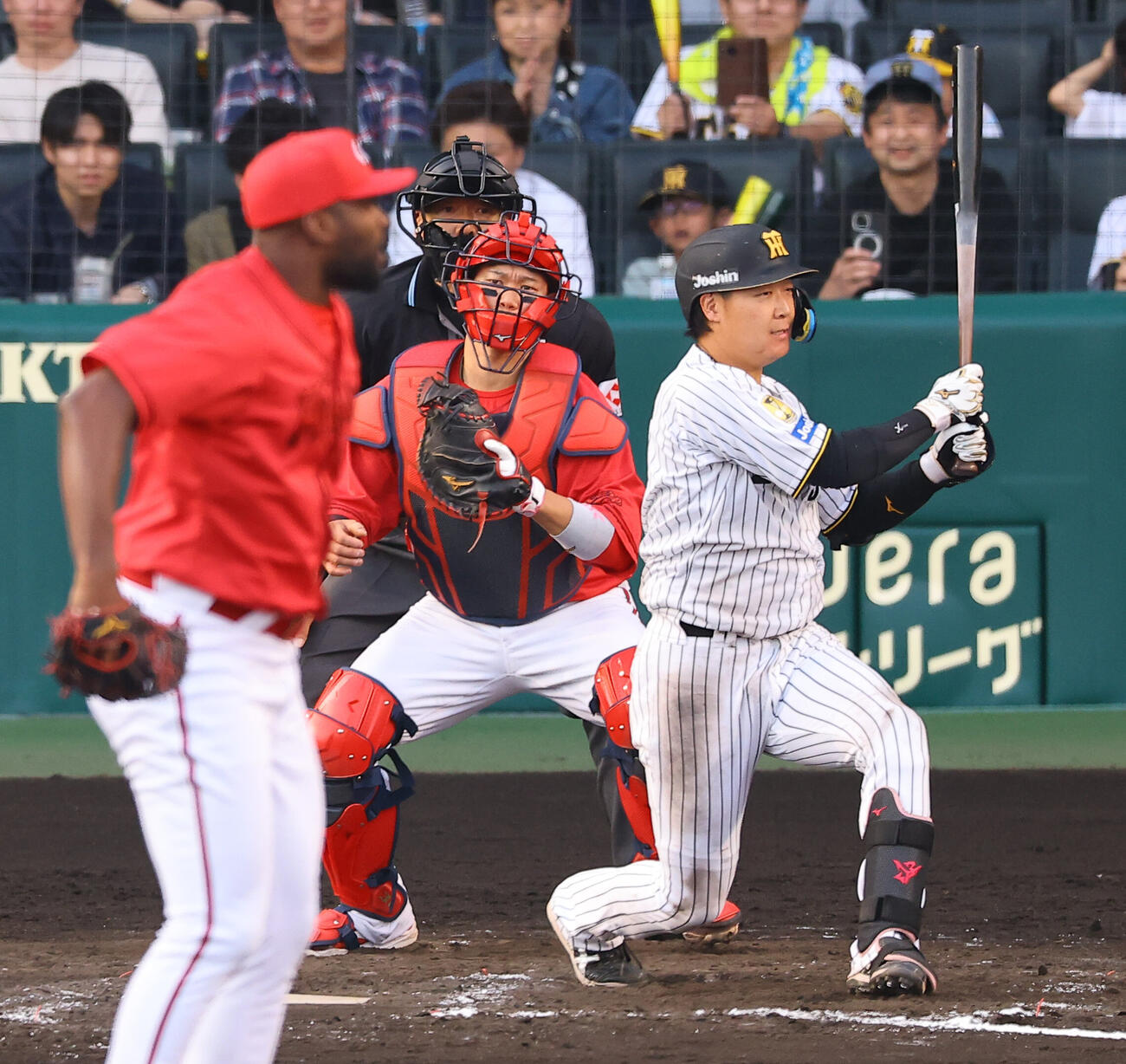 阪神対広島　9回裏阪神2死一、三塁、大山悠輔は三振に倒れる（撮影・上田博志）