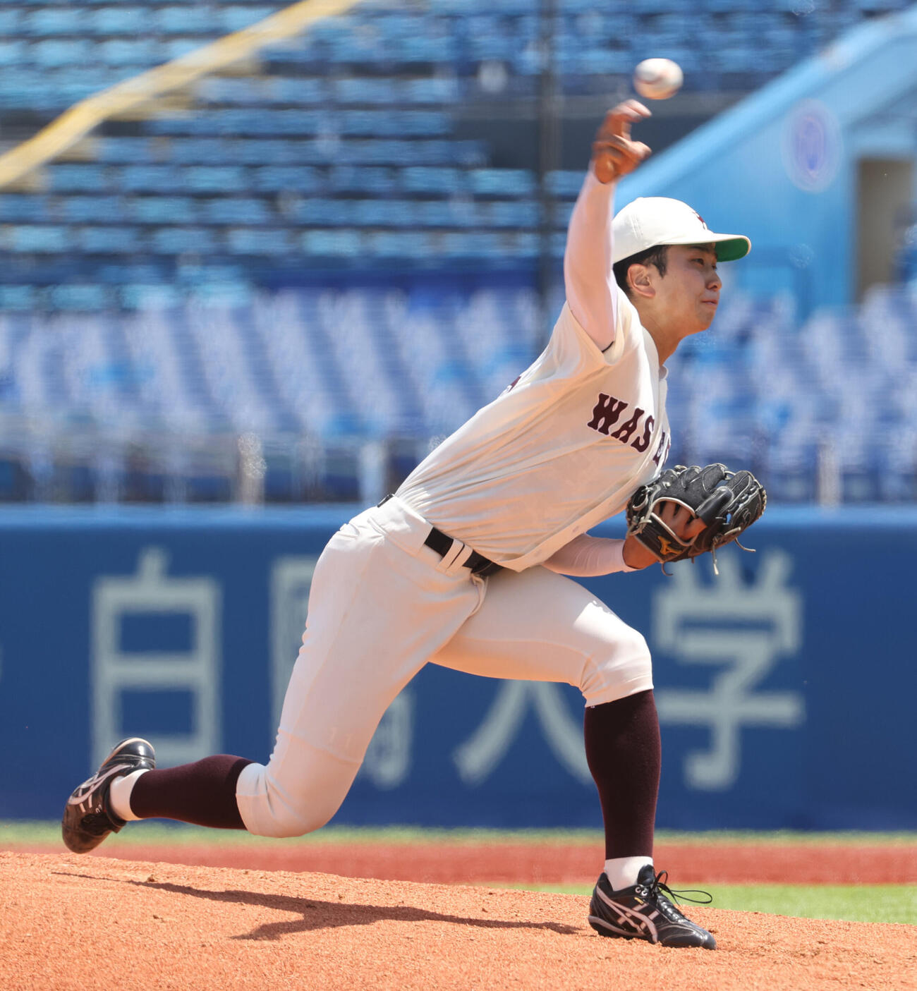 6大学野球　早大対法大　先発した早大・高橋煌稀（撮影・柴田隆二）.