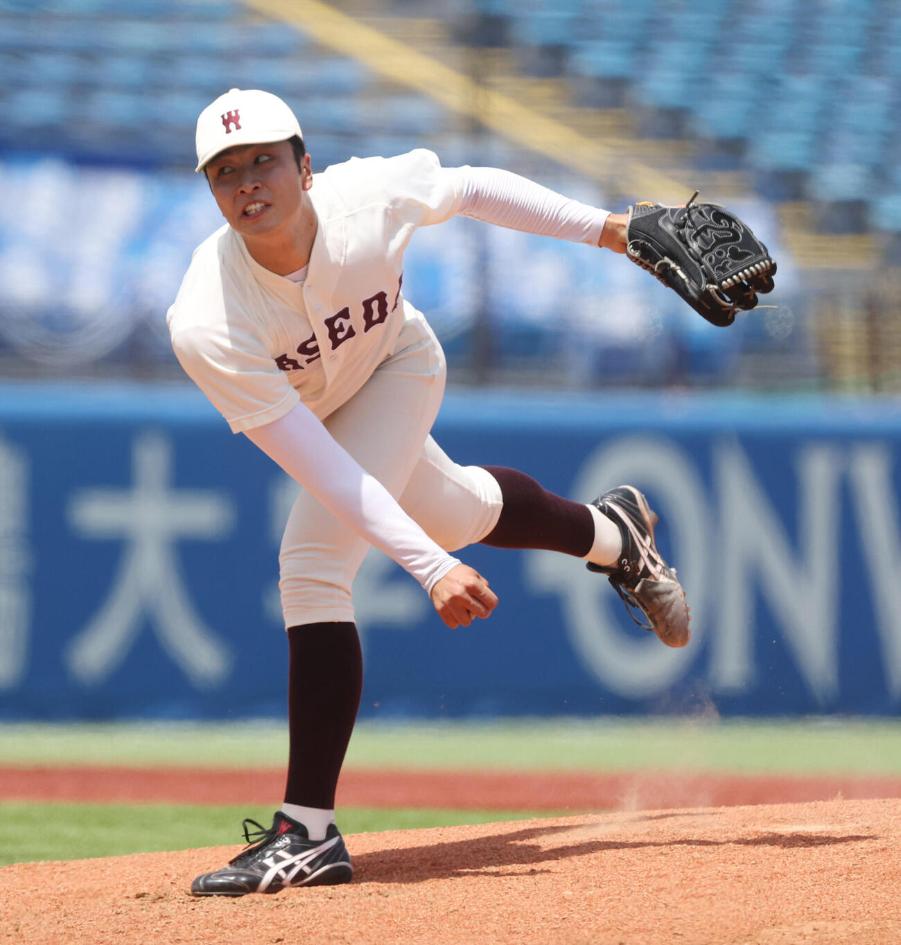 6大学野球　早大対法大　先発した早大・高橋煌稀（撮影・柴田隆二）.