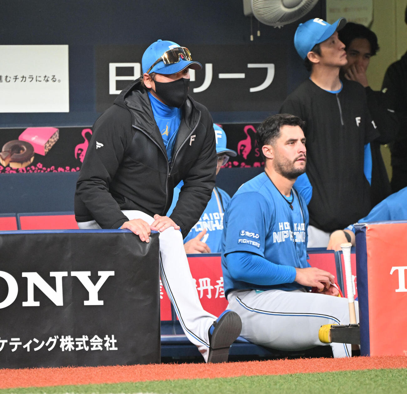 オリックス対日本ハム　9回、ベンチで屈伸する日本ハム新庄剛志監督（撮影・和賀正仁）
