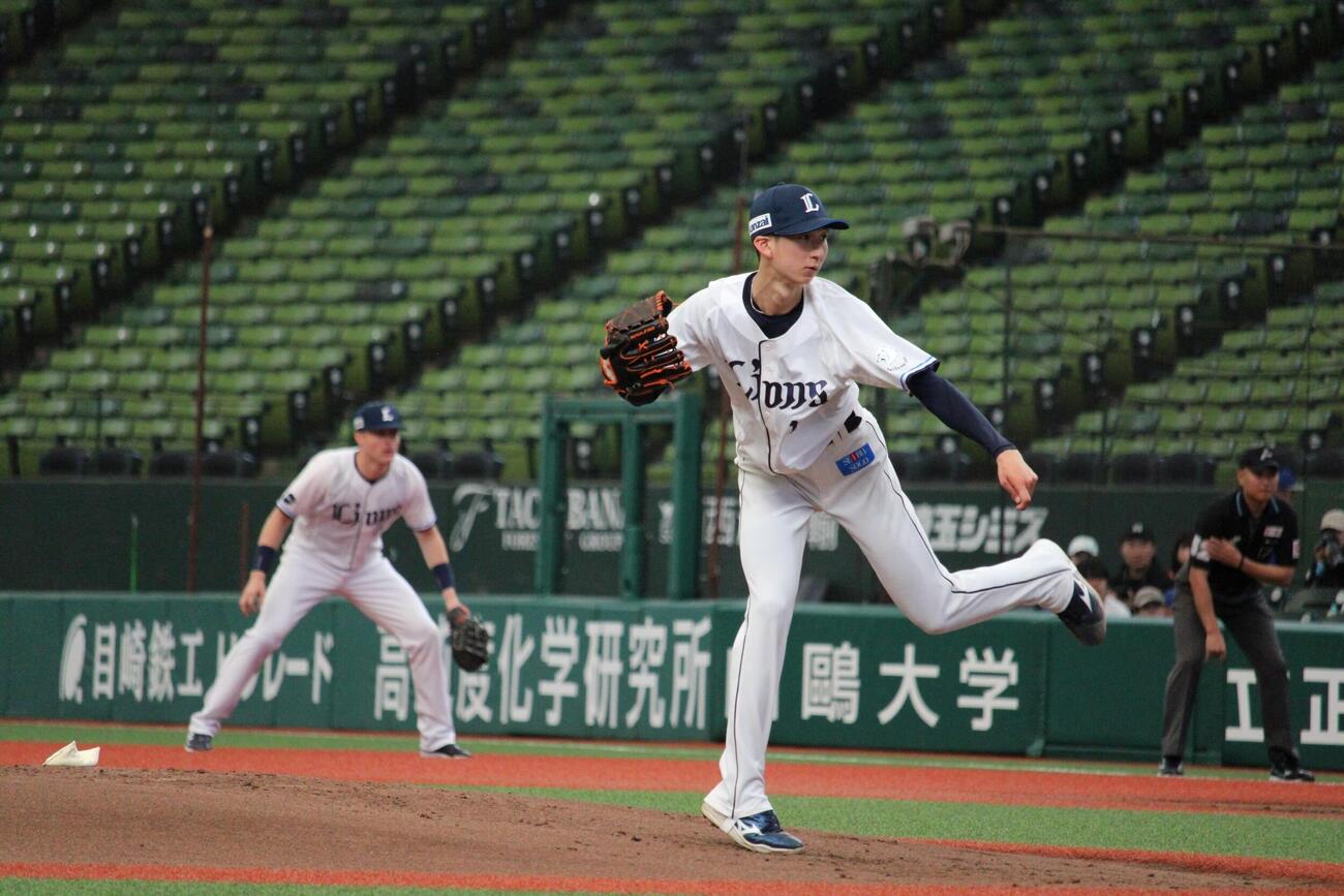 2軍DeNA戦で好投した西武川下（撮影・金子真仁）