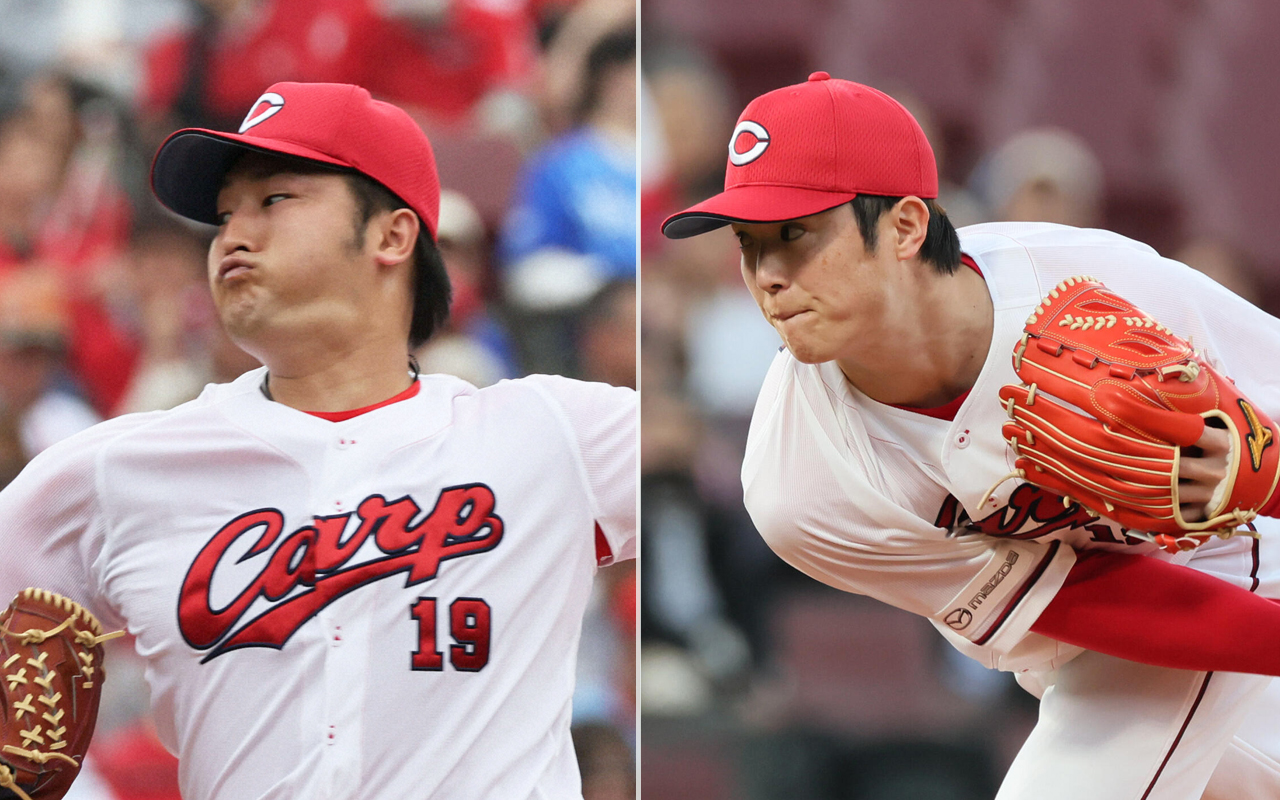 広島床田寛樹（左）と森下暢仁
