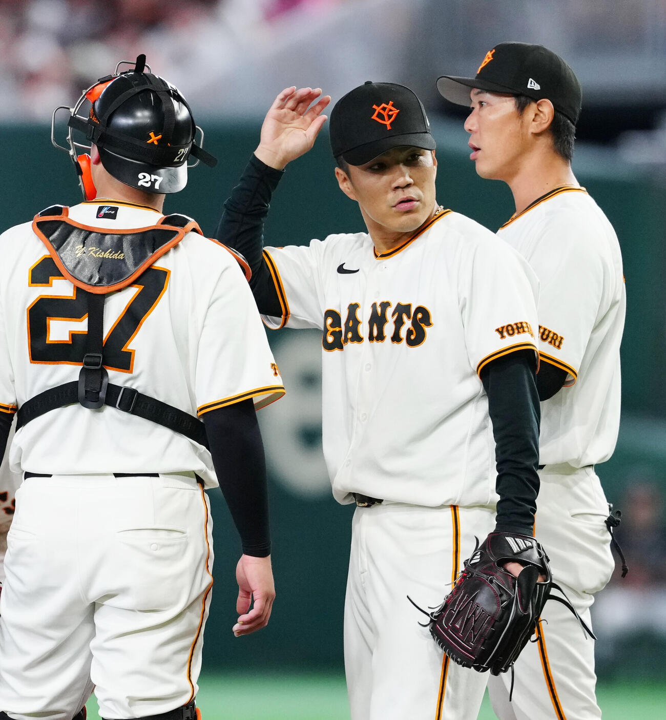 巨人対広島　3回表広島2死一、三塁、坂倉将吾に適時二塁打を浴びた則本昂大（撮影・江口和貴）