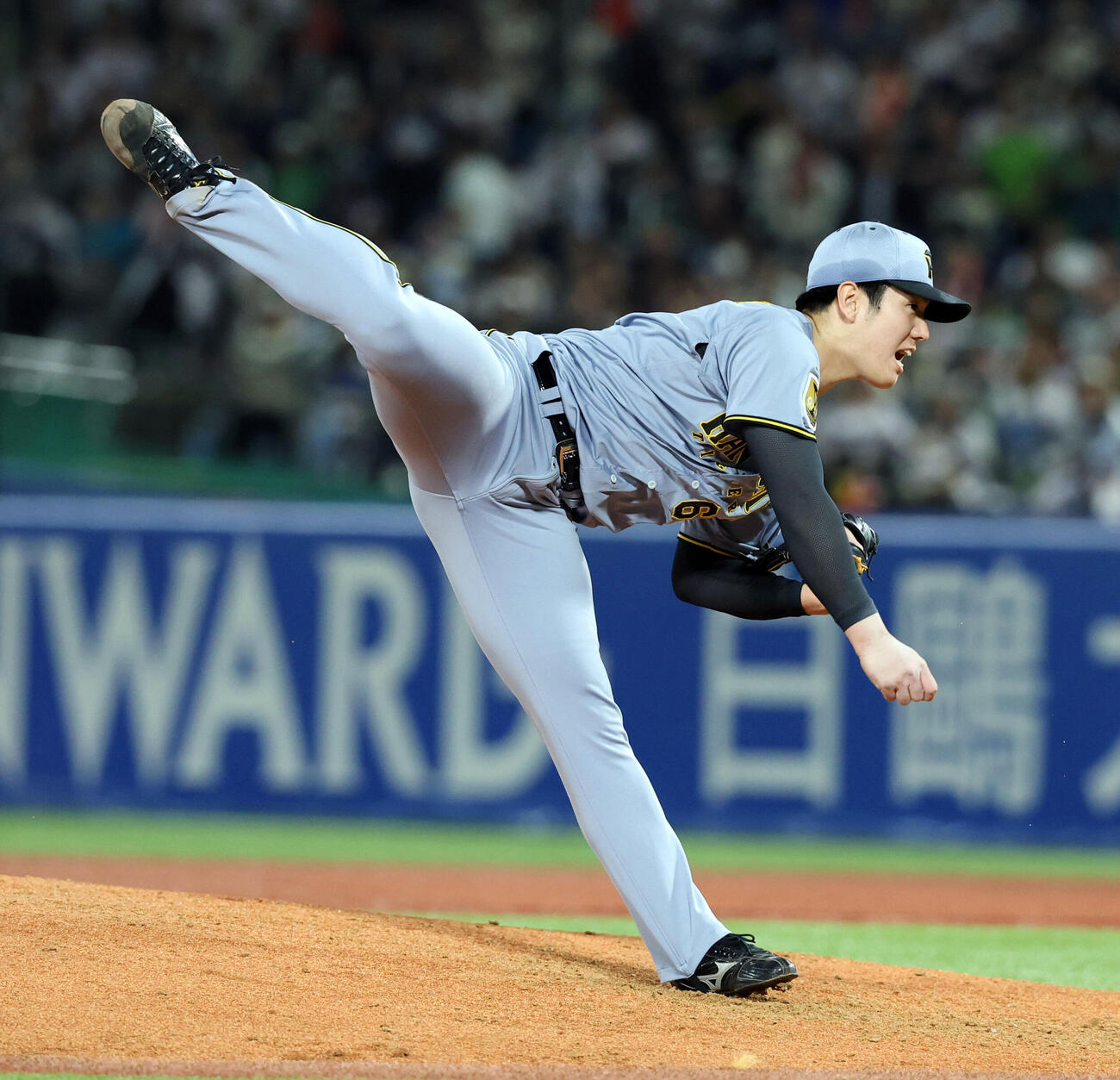 ヤクルト対阪神　5回裏ヤクルトの攻撃で気合の投球を見せる石黒佑弥（撮影・浅見桂子）　