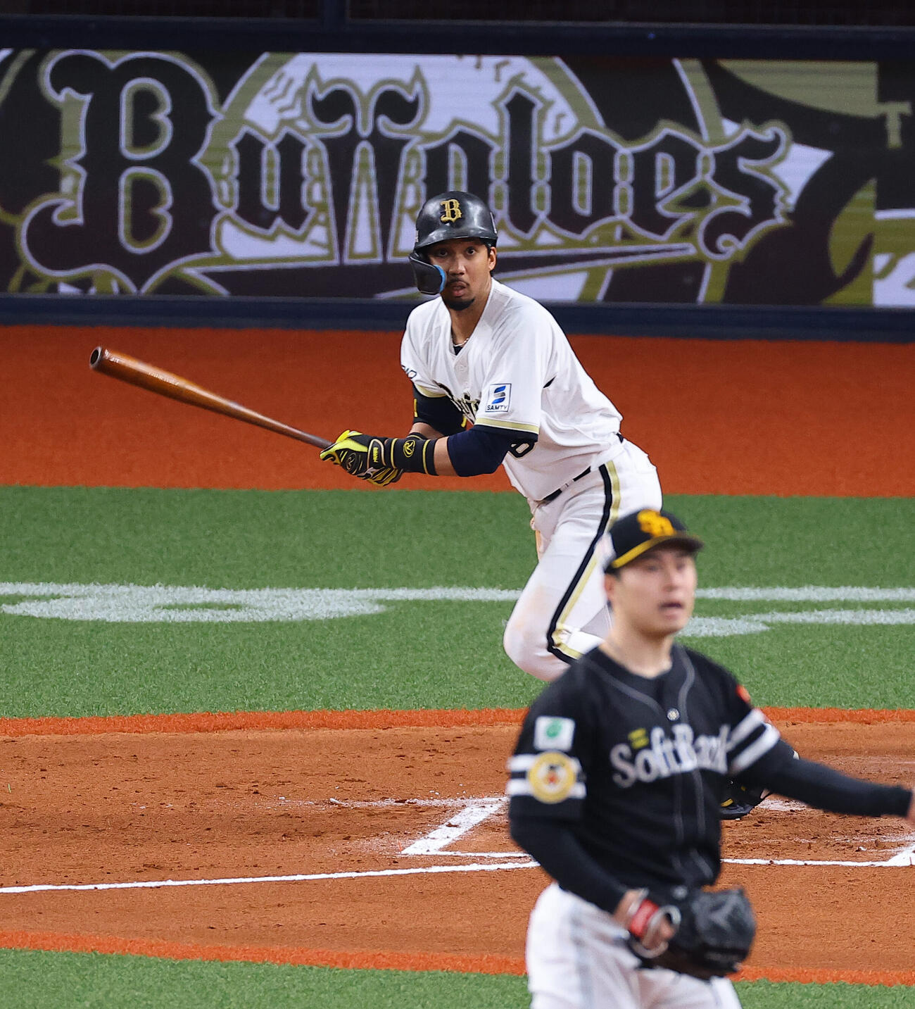 オリックス対ソフトバンク　6回裏オリックス無死、宗佑磨は安打を放つ（撮影・上田博志）