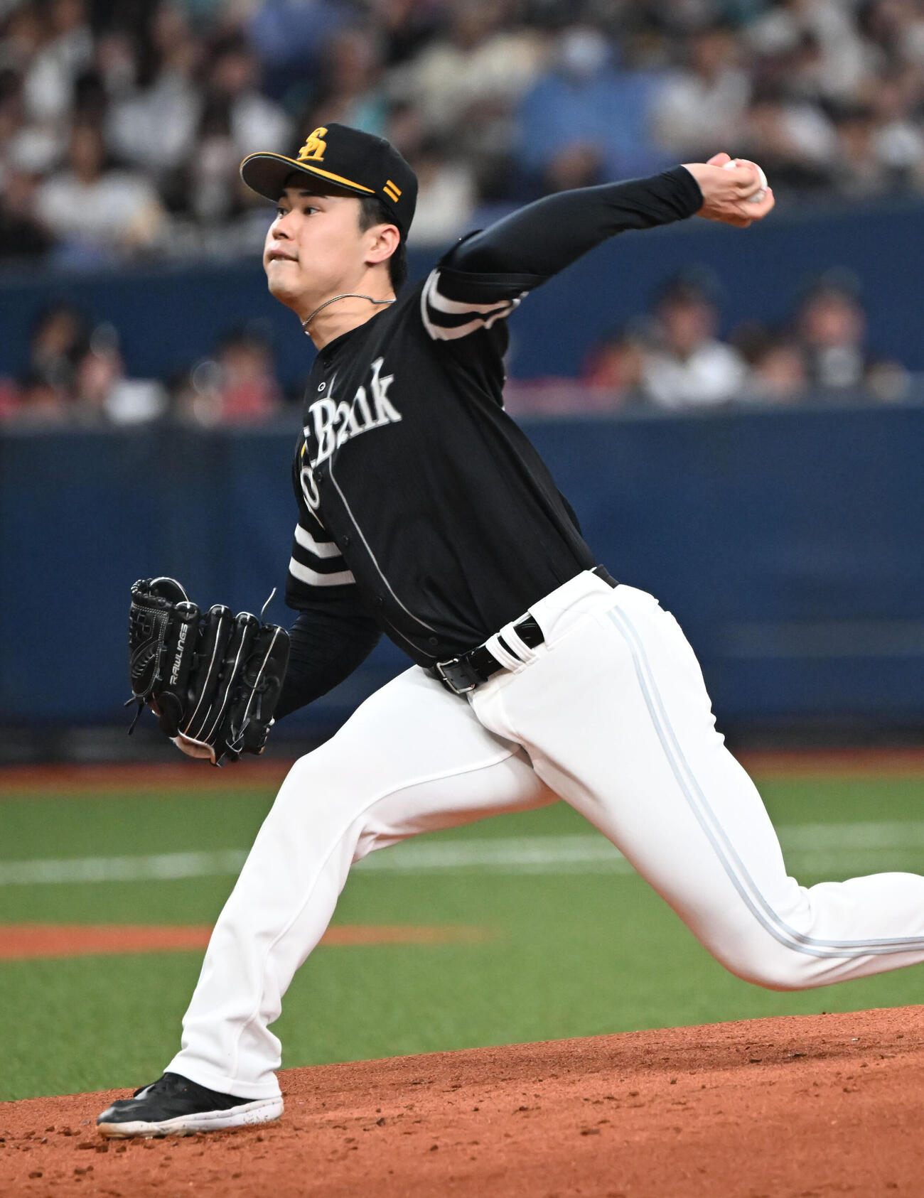オリックス対ソフトバンク　先発するソフトバンク松本晴（撮影・和賀正仁）