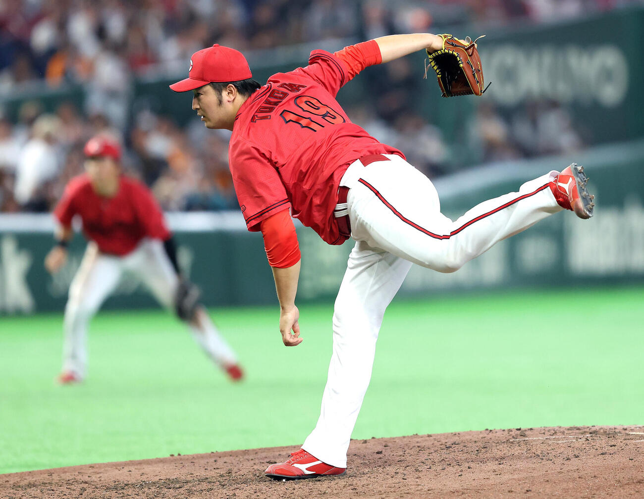 巨人対広島　7回裏、力投する床田寛樹（撮影・河田真司）