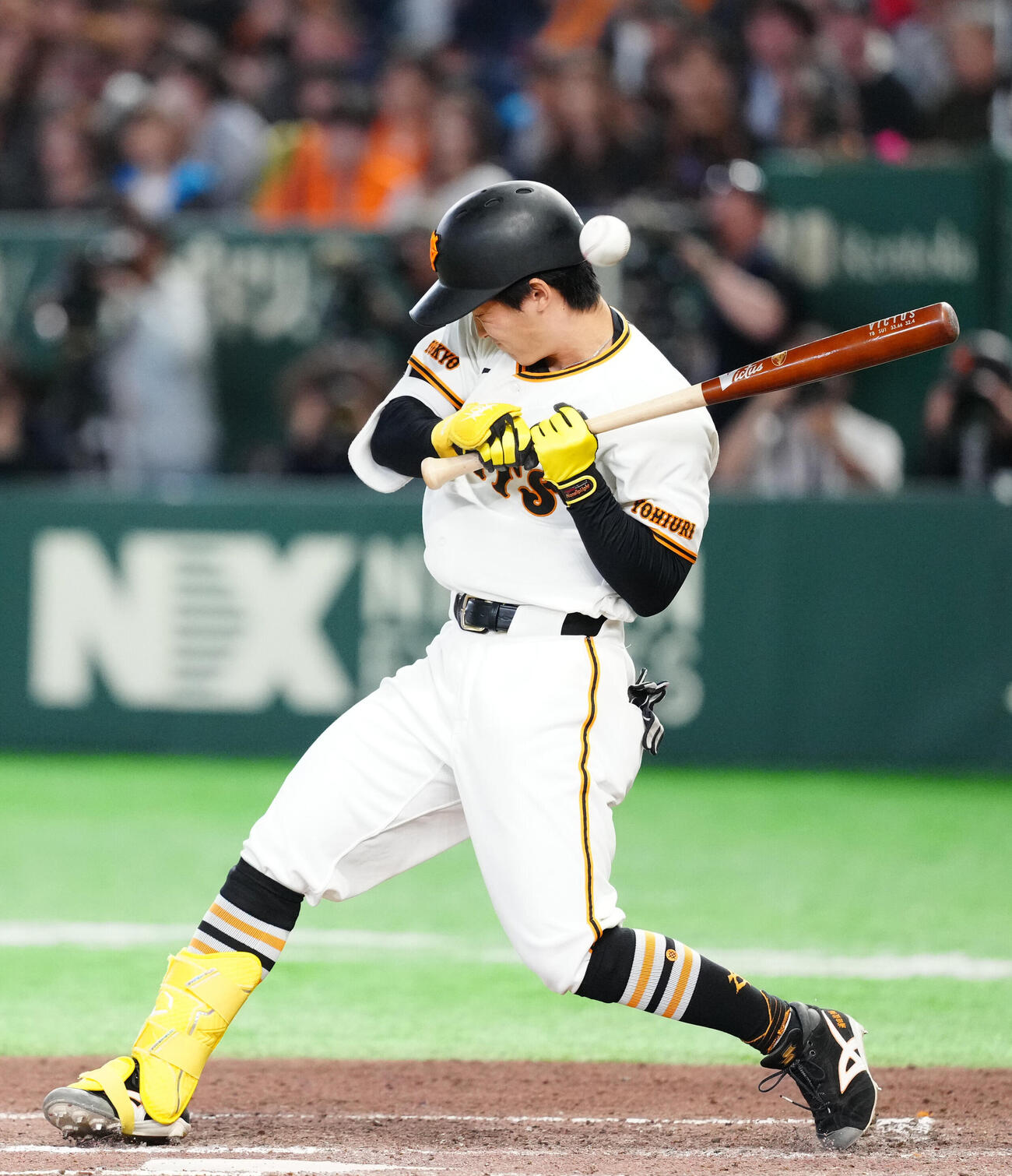巨人対広島　6回裏巨人2死二塁、死球を受けた浦田俊輔（撮影・江口和貴）