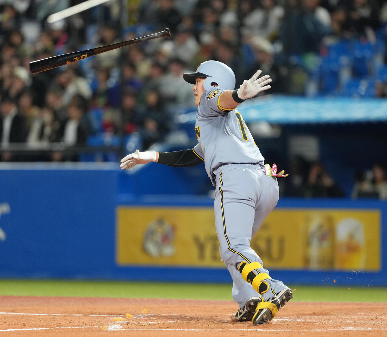 ヤクルト対阪神　3回表阪神2死二塁、伏見寅威は左前適時打を放つ（撮影・足立雅史）