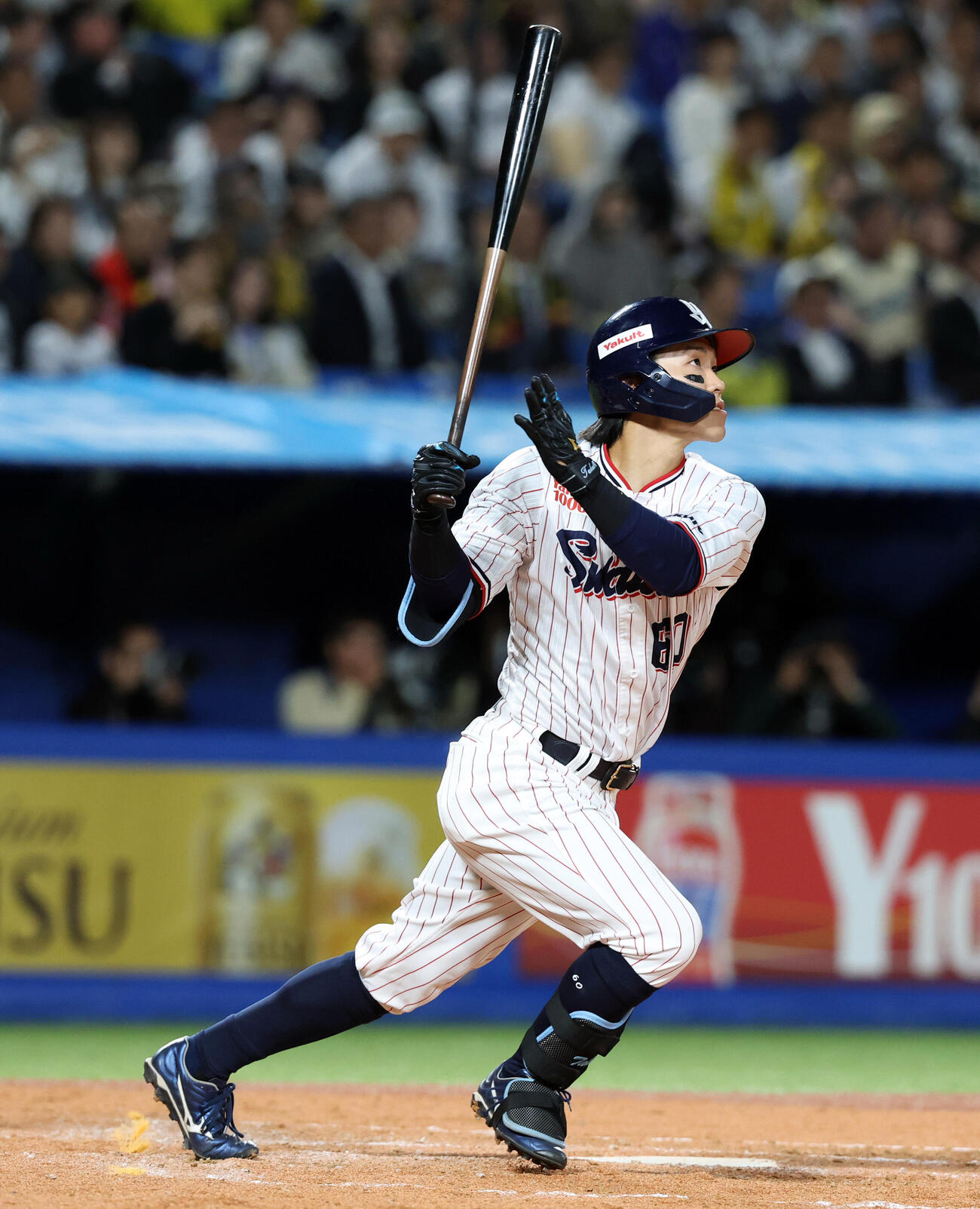 ヤクルト対阪神　2回裏ヤクルト1死、武岡龍世はソロ本塁打を放つ（撮影・浅見桂子）