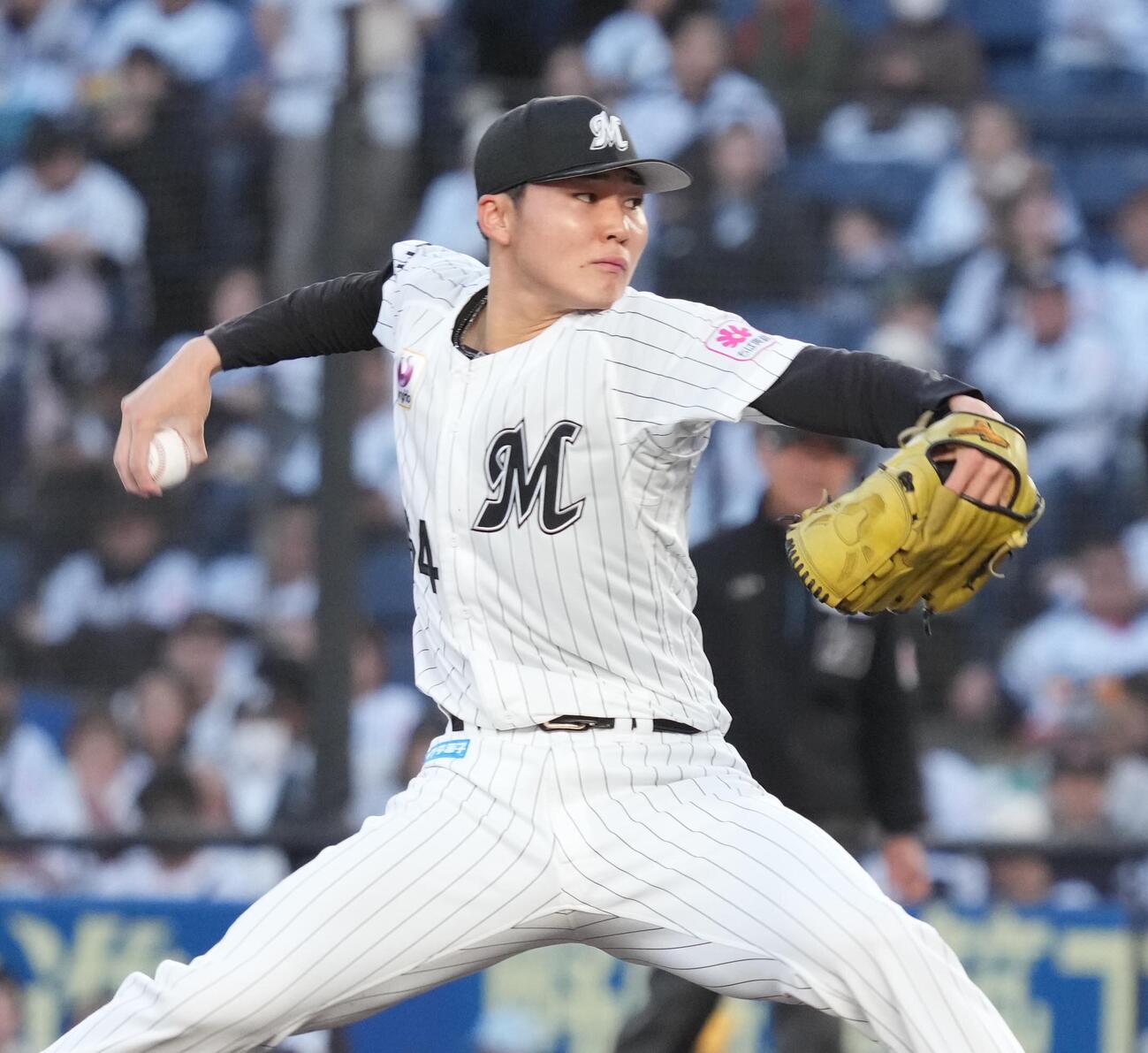 ロッテ対西武　ロッテ先発の広池康志郎（撮影・小沢裕）