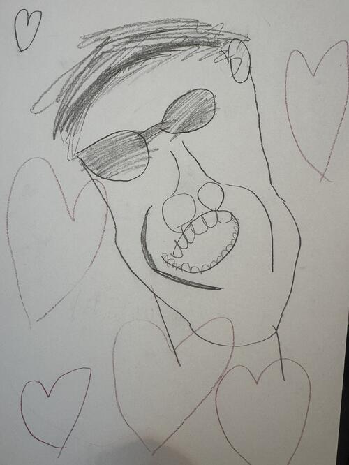 オリックス近藤広報の長男、長女が描いたパパの似顔絵