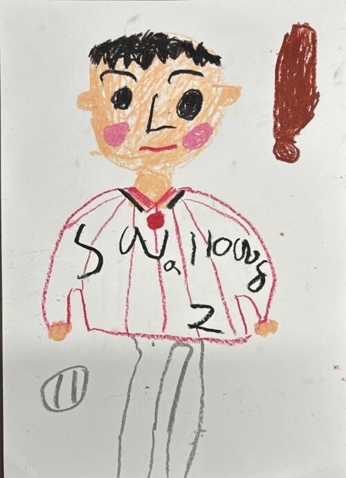 ヤクルト古賀優大の4歳の長男蒼翔くんが描いた古賀