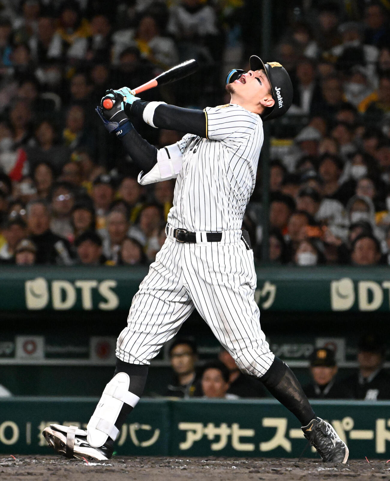 阪神対巨人　5回裏阪神1死　佐藤輝明は空振り三振に倒れる（撮影・石井愛子）