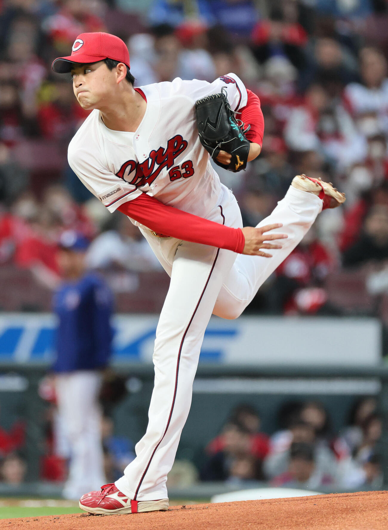 広島対中日　広島先発の岡本駿（撮影・加藤孝規）