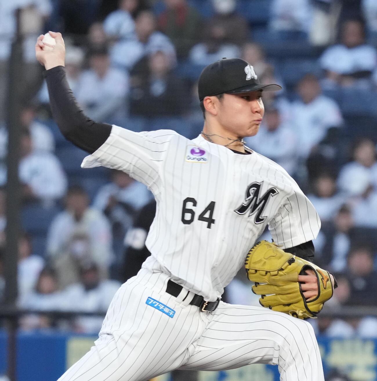ロッテ対西武　ロッテ先発の広池康志郎（撮影・小沢裕）