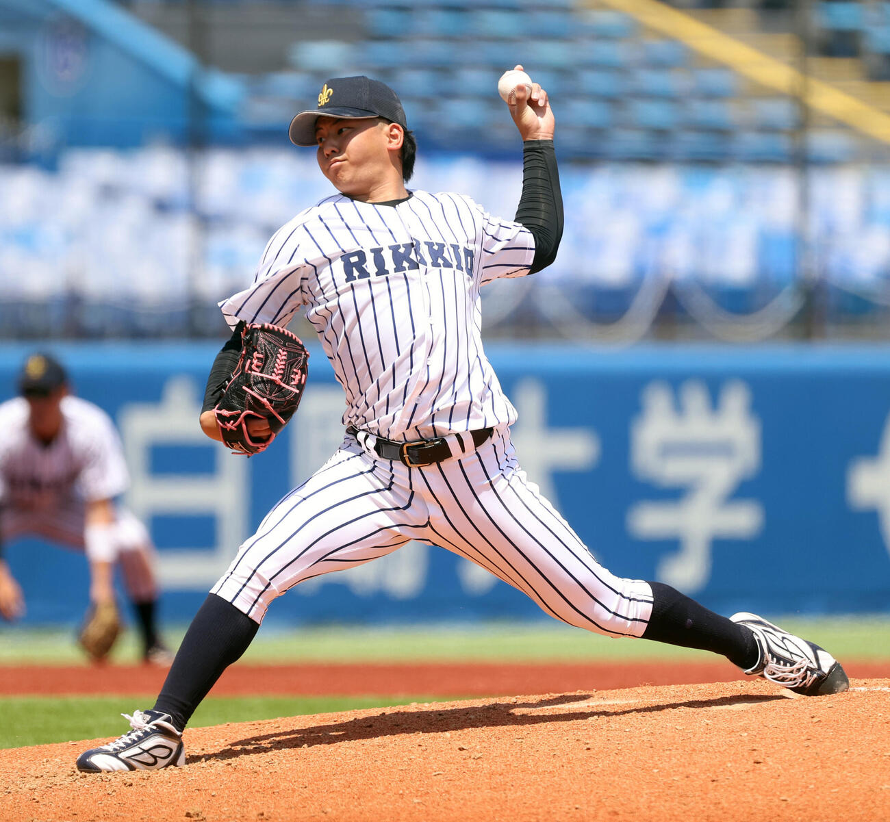東京6大学野球　立大対明大　先発した立大・田中優飛（撮影・柴田隆二）