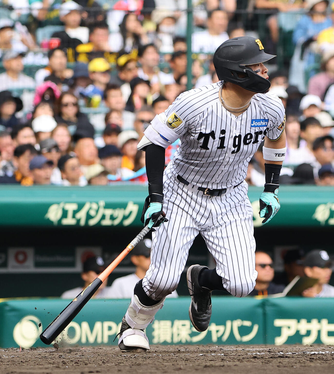 阪神対巨人　5回裏阪神無死、佐藤輝明は安打を放つ（撮影・上田博志）