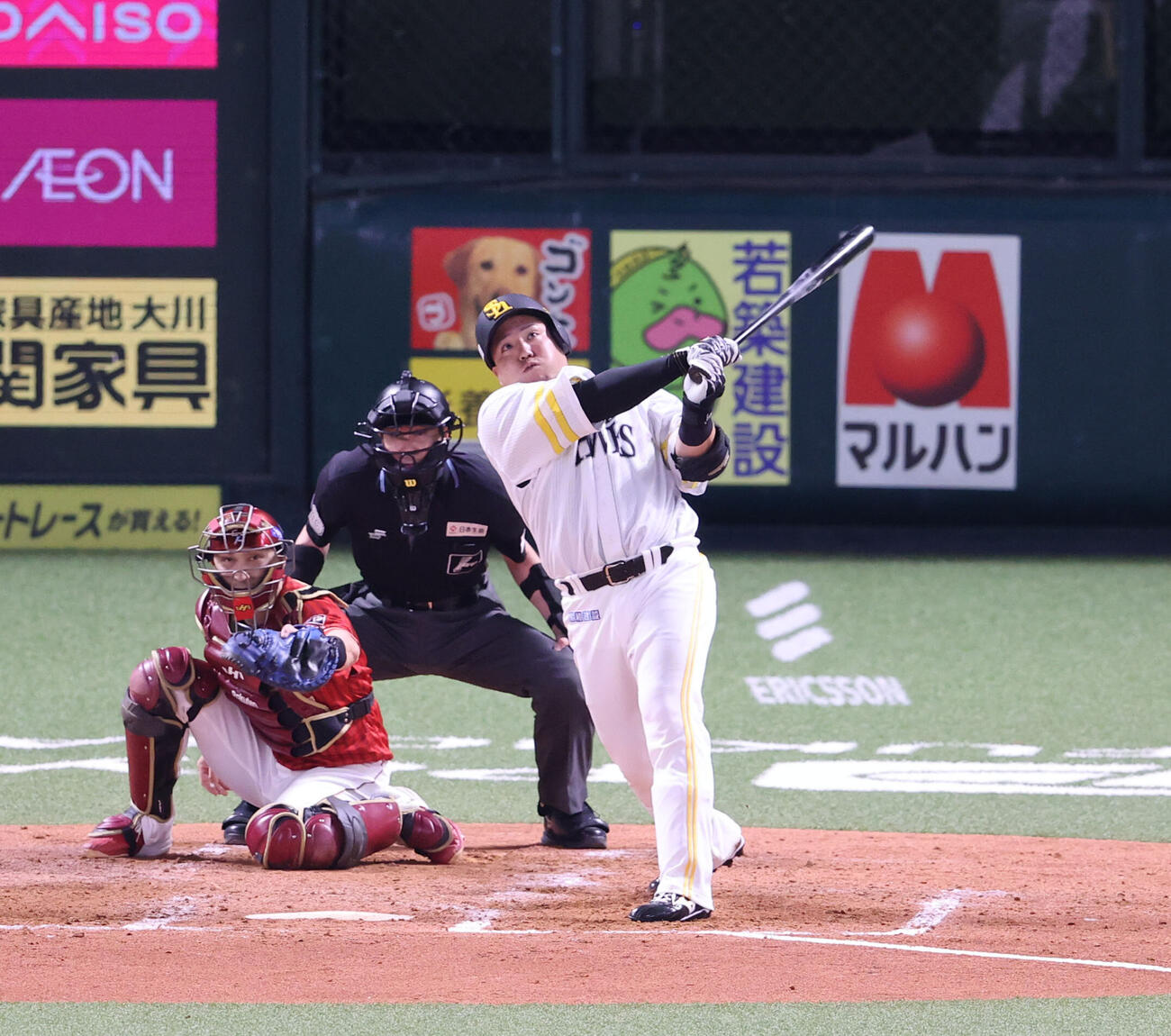 ソフトバンク対楽天　4回裏ソフトバンク1死、山川穂高は左中間本塁打を放つ（撮影・梅根麻紀）＝2026年5月2日