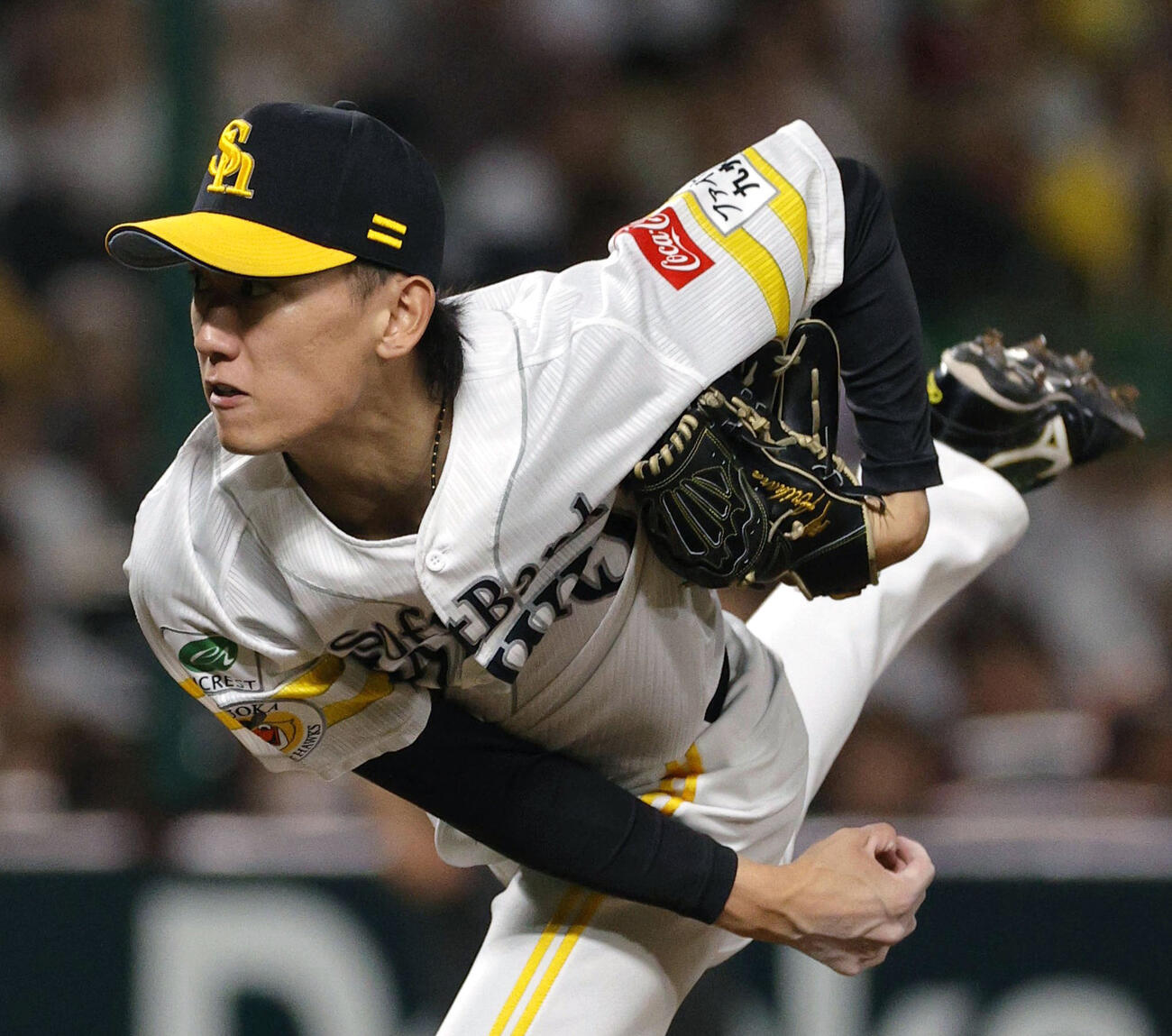7回無失点で4勝目を挙げたソフトバンク・大津＝みずほペイペイドーム（共同）