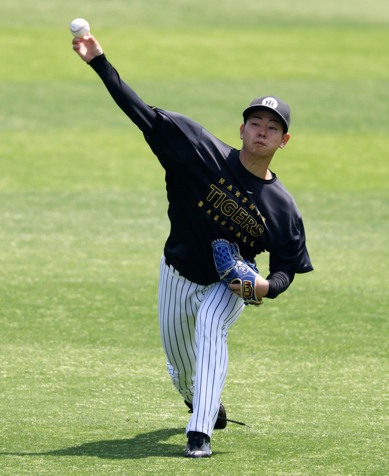 阪神対巨人　練習に参加しキャッチボールする阪神下村海翔　（撮影・加藤哉）