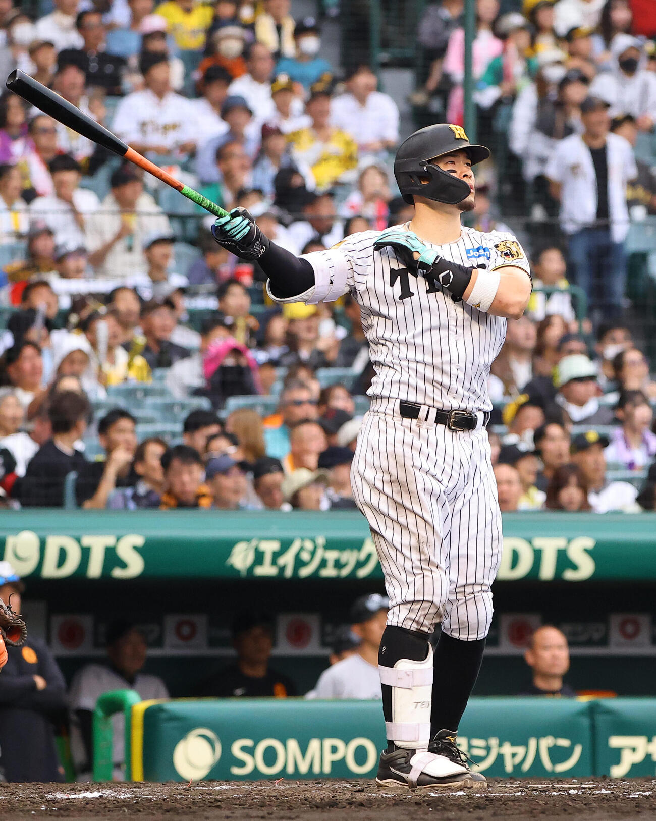 阪神対巨人　8回裏阪神無死、佐藤輝明はソロ本塁打を放つ（撮影・上田博志）