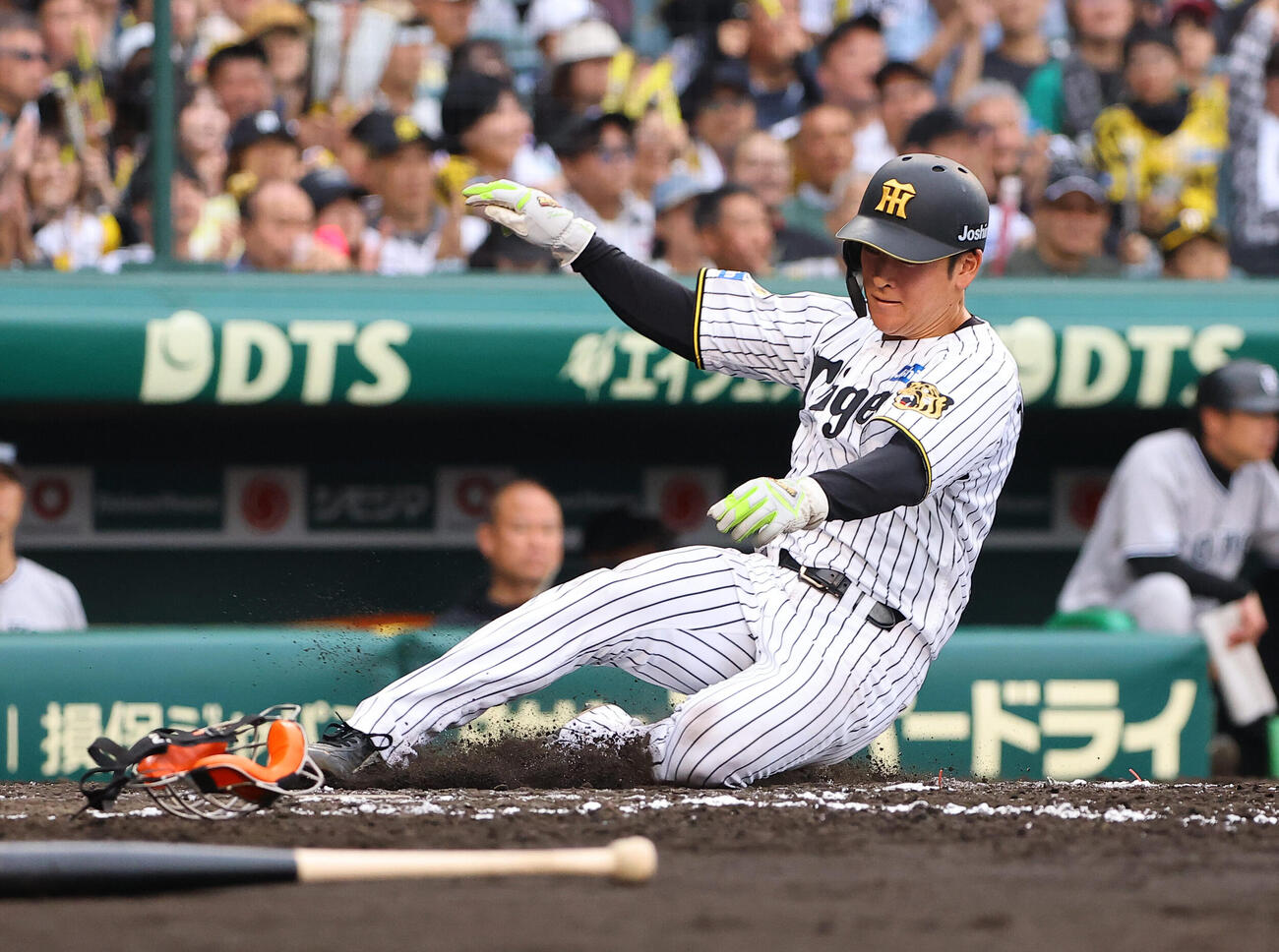 阪神対巨人　7回裏阪神1死一、二塁、小野寺暖の適時打で生還する高寺望夢（撮影・上田博志）