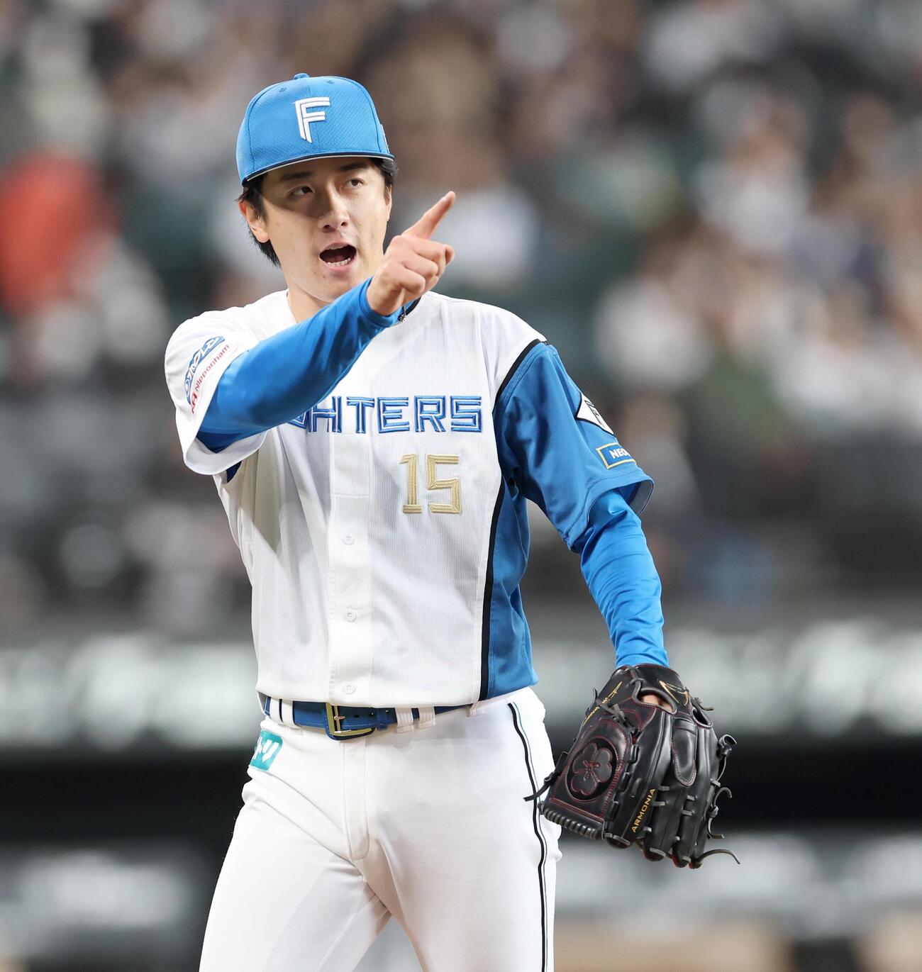 日本ハム対オリックス　6回表、無失点に抑え叫ぶ北山亘基（撮影・黒川智章）