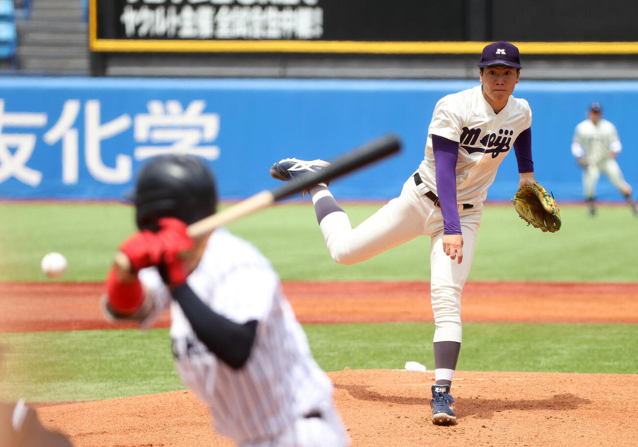 東京6大学野球　明大対立大　先発した明大・平嶋桂知（撮影・柴田隆二）