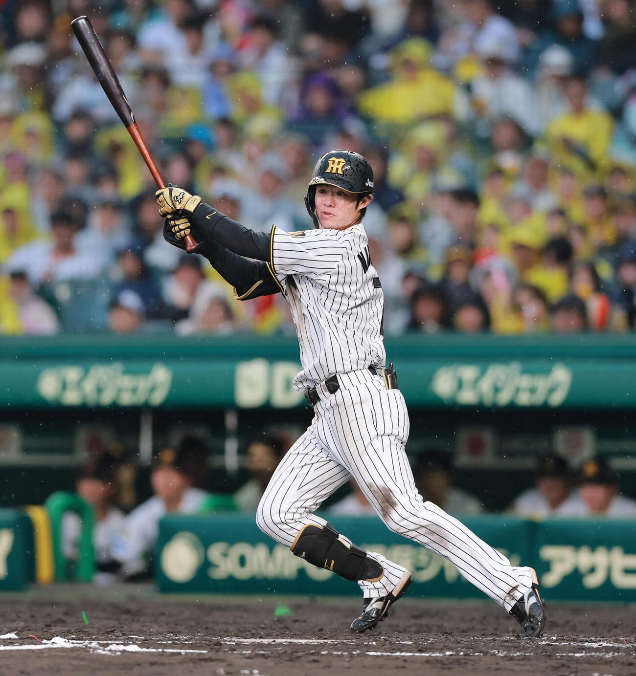 阪神対巨人　4回裏阪神無死、中野拓夢は安打を放つ（撮影・上山淳一）