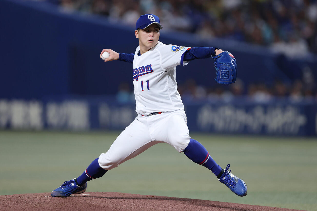 中日対阪神　力投する中日先発の中西聖輝（撮影・前田充）
