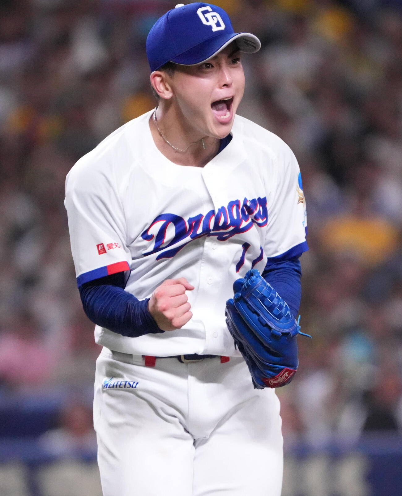 中日対阪神　7回表阪神2死、佐藤輝明から三振を奪いほえる中西聖輝（撮影・森本幸一）