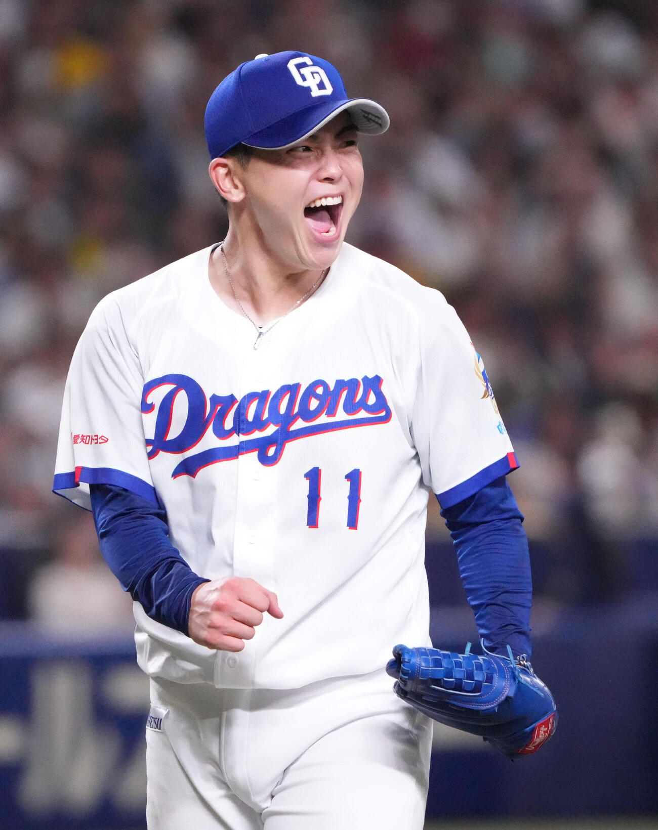 中日対阪神　7回表阪神2死、佐藤輝明から三振を奪いほえる中西聖輝（撮影・森本幸一）