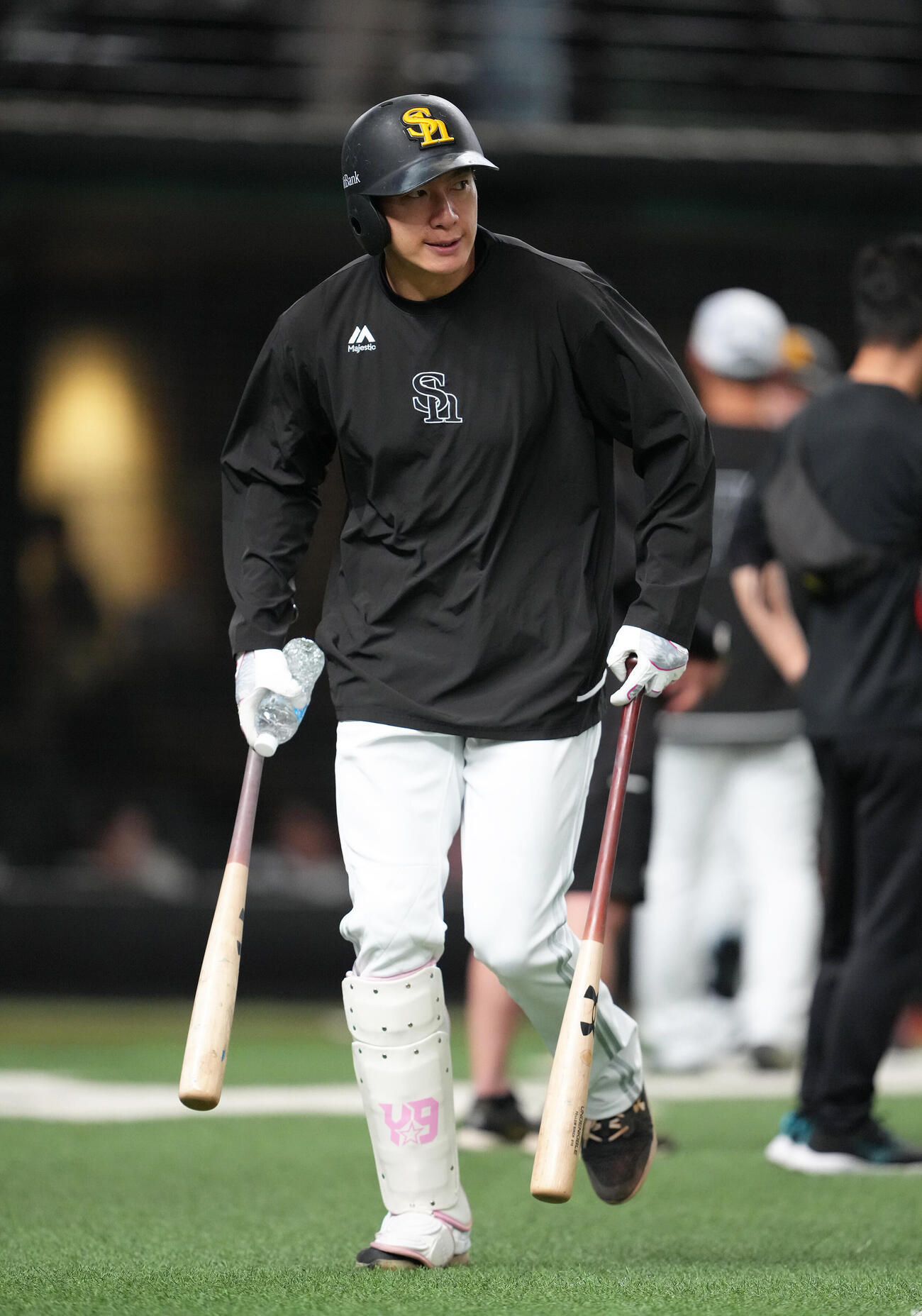 西武対ソフトバンク　試合前、打撃練習するソフトバンク柳田悠岐　（撮影・足立雅史）
