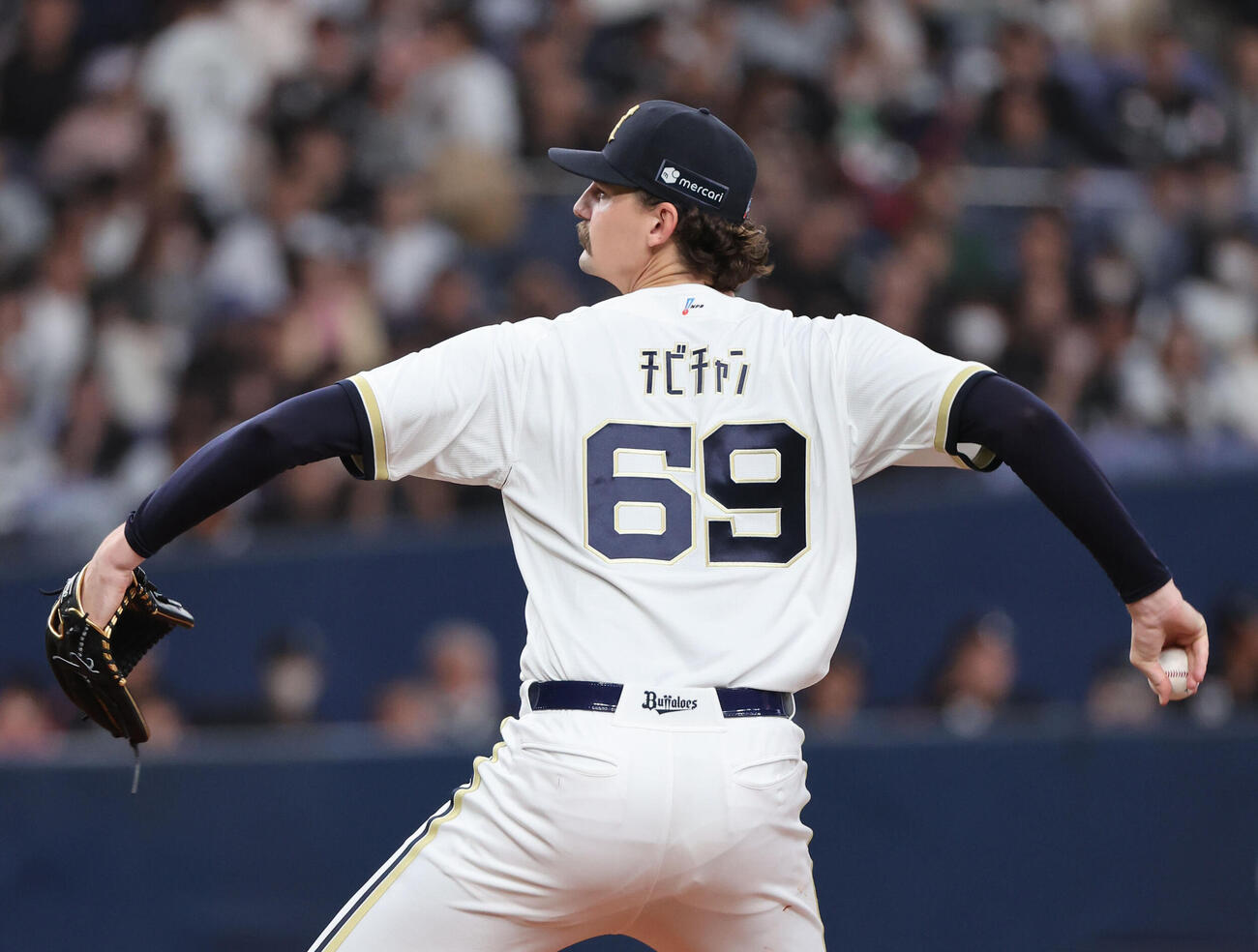オリックス対ロッテ　オリックス先発の「チビチャン」ショーン・ジェリー（撮影・西尾就之）