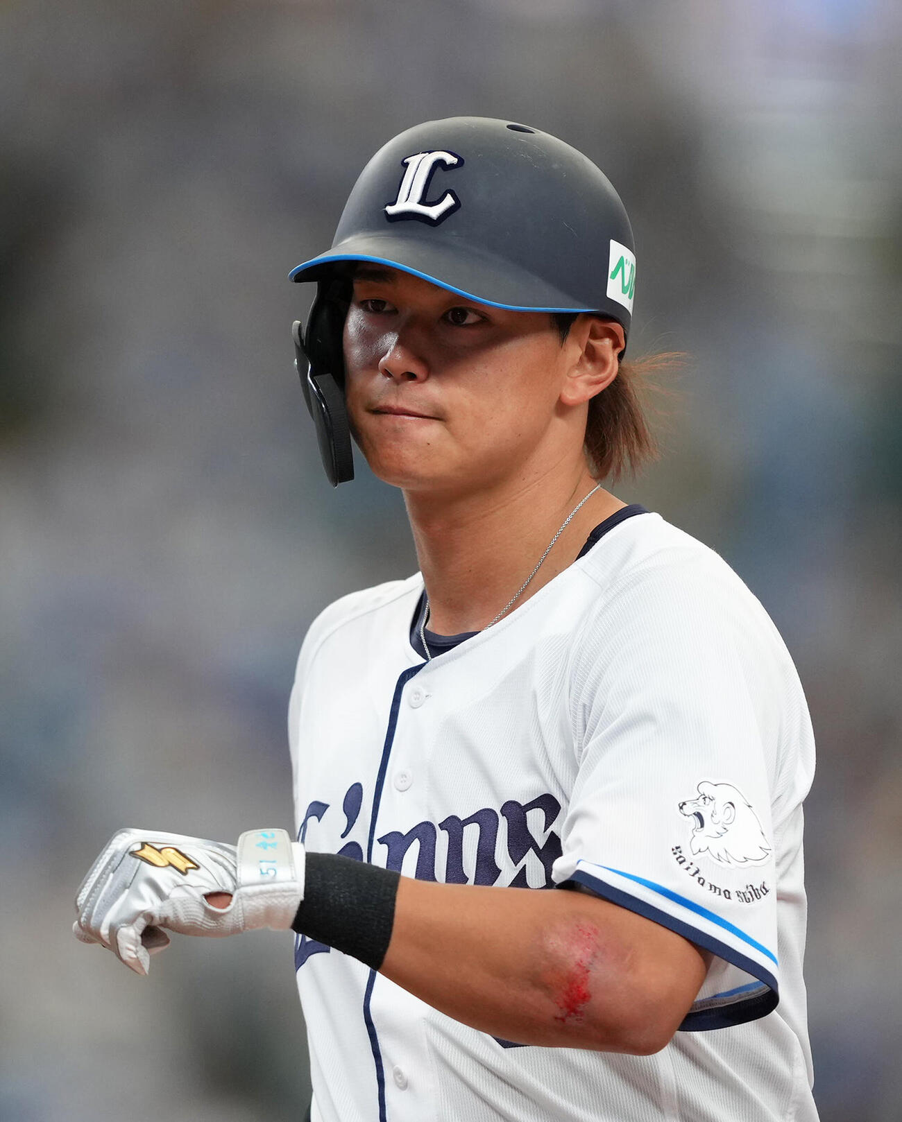 西武対ソフトバンク　5回裏西武1死一塁、西川愛也は中前打を放つ（撮影・足立雅史）