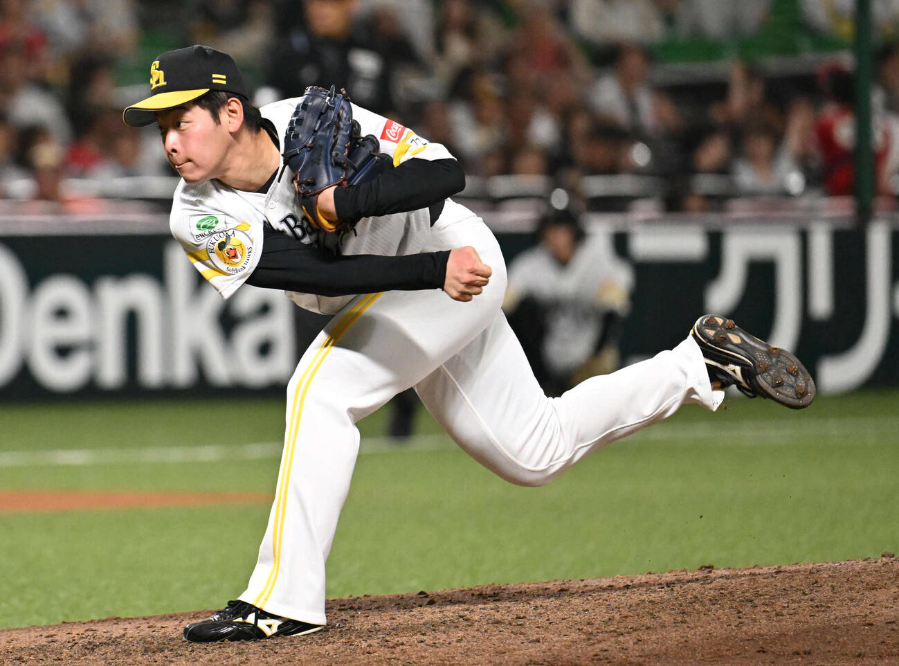 ソフトバンク対オリックス　ソフトバンク3番手投手の鈴木豪（2026年4月撮影）