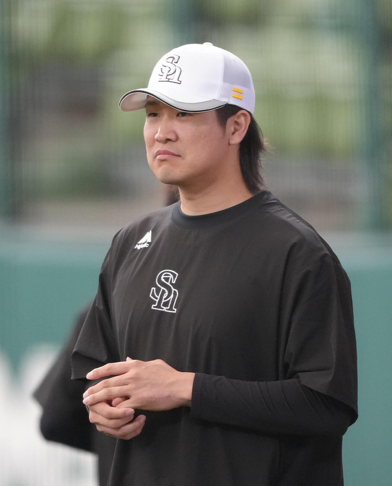 西武対ソフトバンク　練習に臨むソフトバンク杉山一樹（撮影・足立雅史）