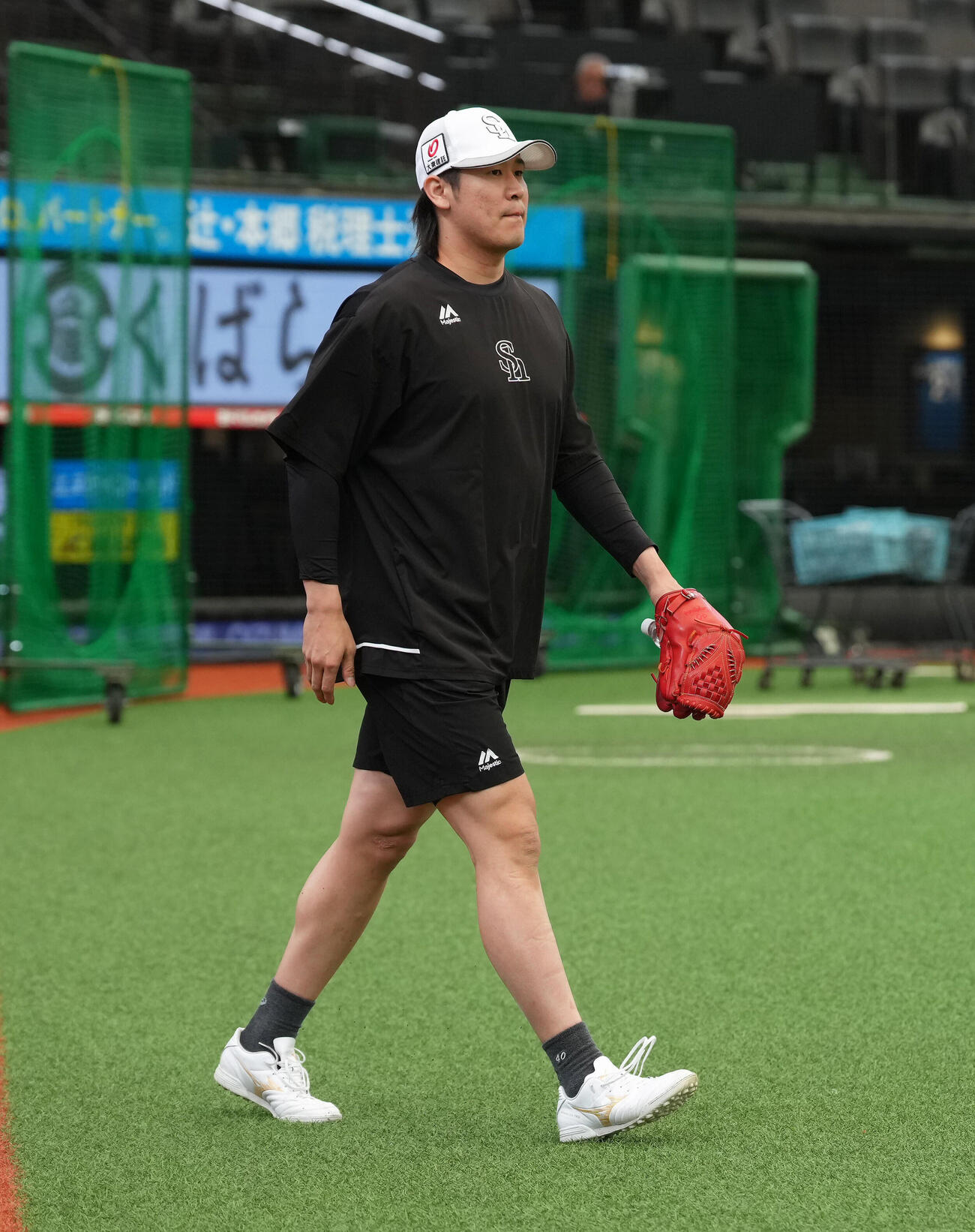 西武対ソフトバンク　練習に臨むソフトバンク杉山一樹（撮影・足立雅史）