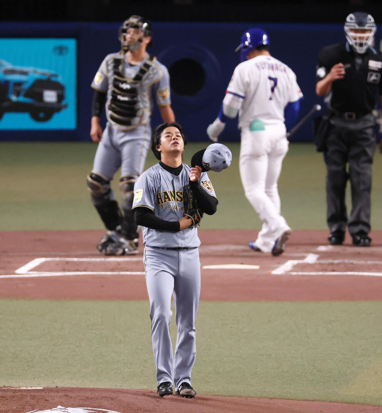 中日対阪神　1回裏中日1死、高橋遥人は福永裕基を三振に仕留める（撮影・加藤哉）