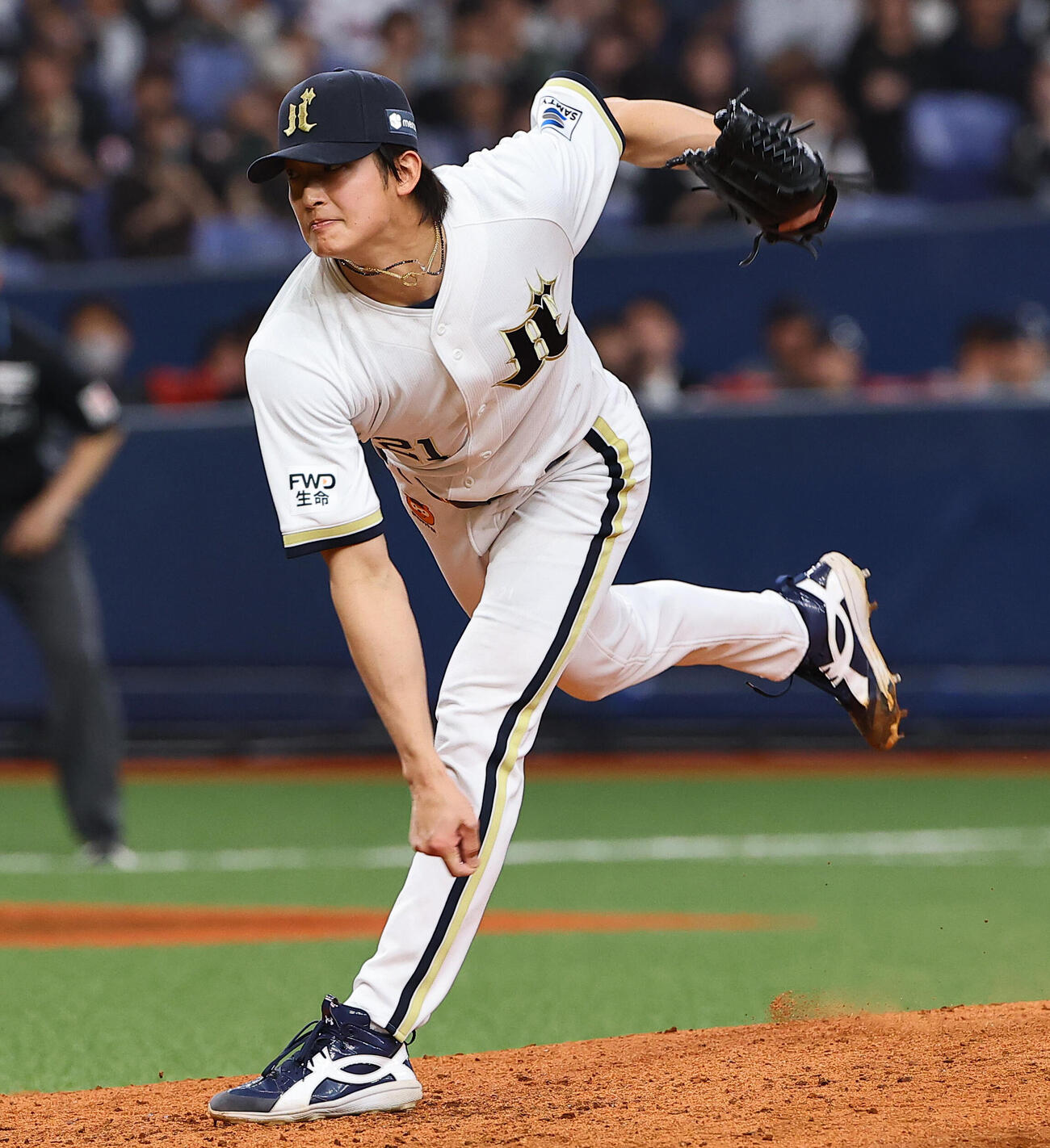 オリックス対ロッテ　オリックス3番手の山崎颯一郎（撮影・上田博志）