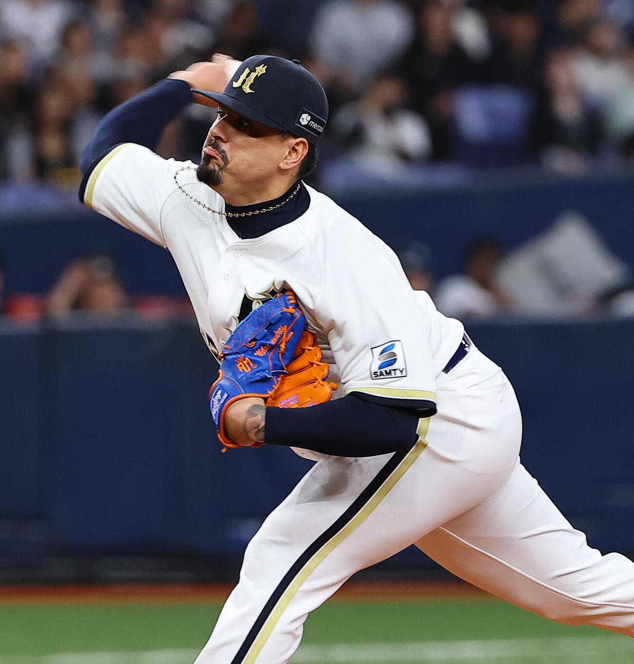 オリックス対ロッテ　オリックス4番手のアンドレス・マチャド（撮影・上田博志）