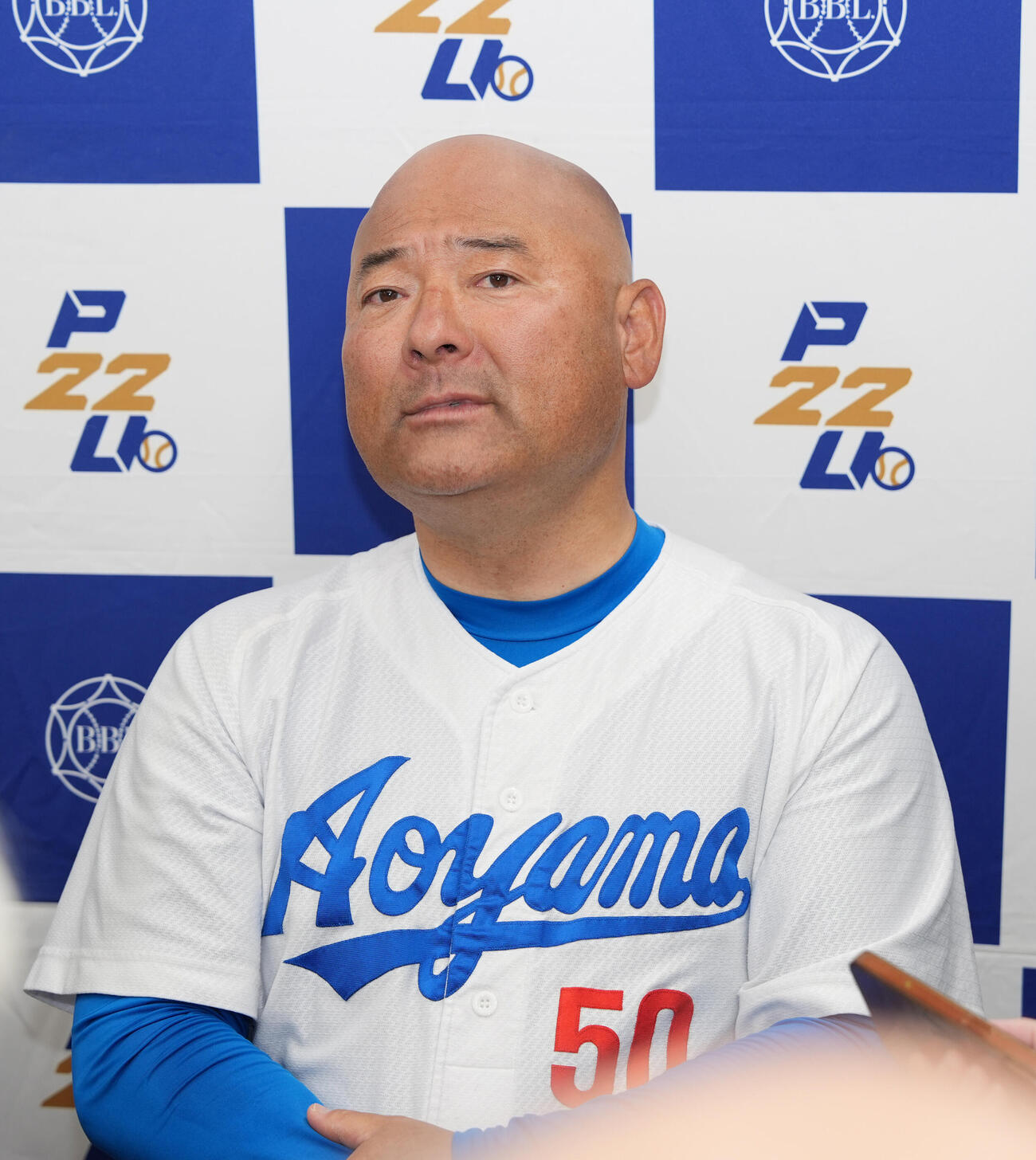 東都大学野球春季リーグ　青学大対東洋大　東洋大に勝利し取材に応じる青学大・安藤寧則監督（撮影・小島史椰）