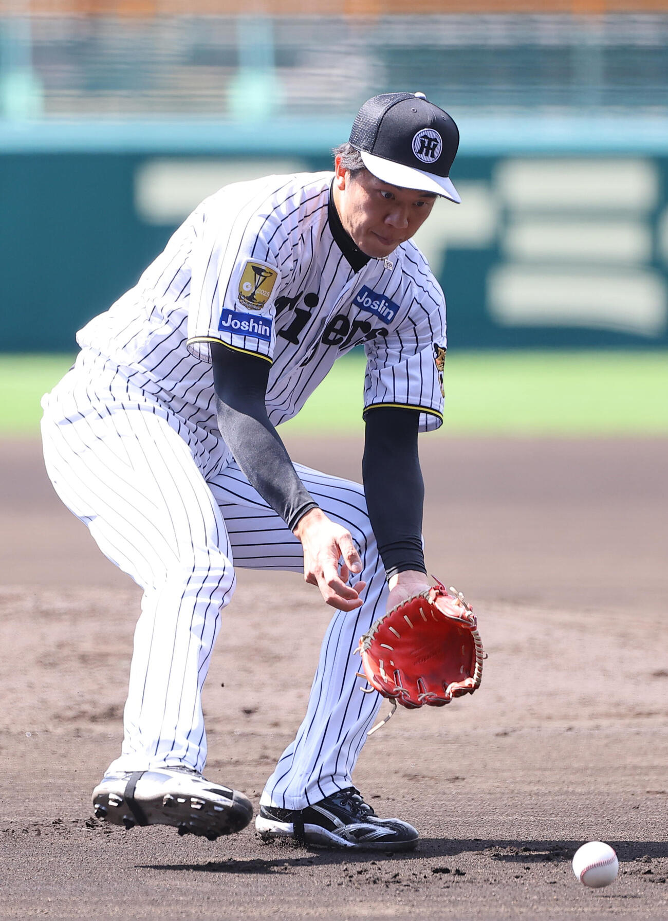 投内連係プレーの練習をする（撮影・上田博志）