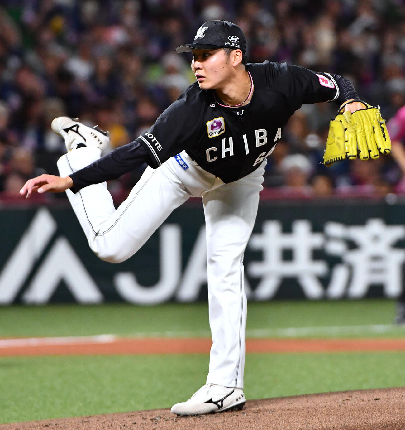 ソフトバンク対ロッテ　ロッテ先発の広池康志郎（撮影・岩下翔太）