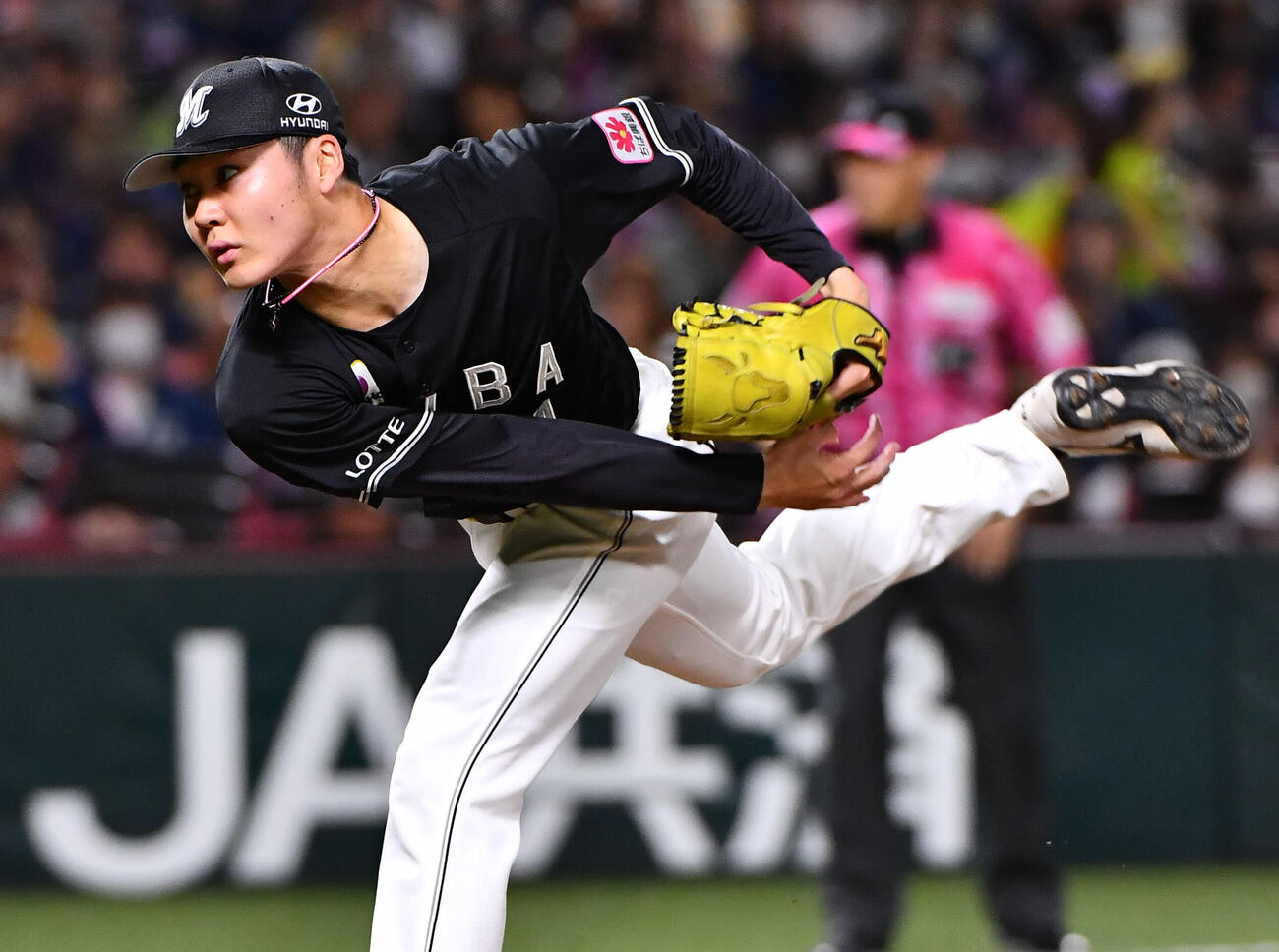 ソフトバンク対ロッテ　ロッテ先発の広池康志郎（撮影・岩下翔太）