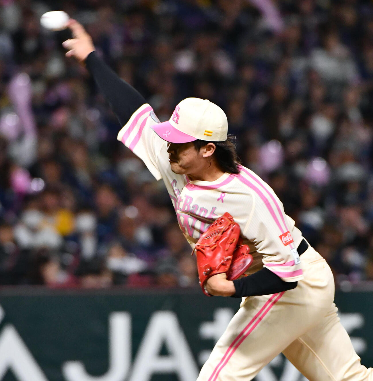 ソフトバンク対ロッテ　7回表から登板した、ソフトバンク3番手の杉山一樹（撮影・岩下翔太）