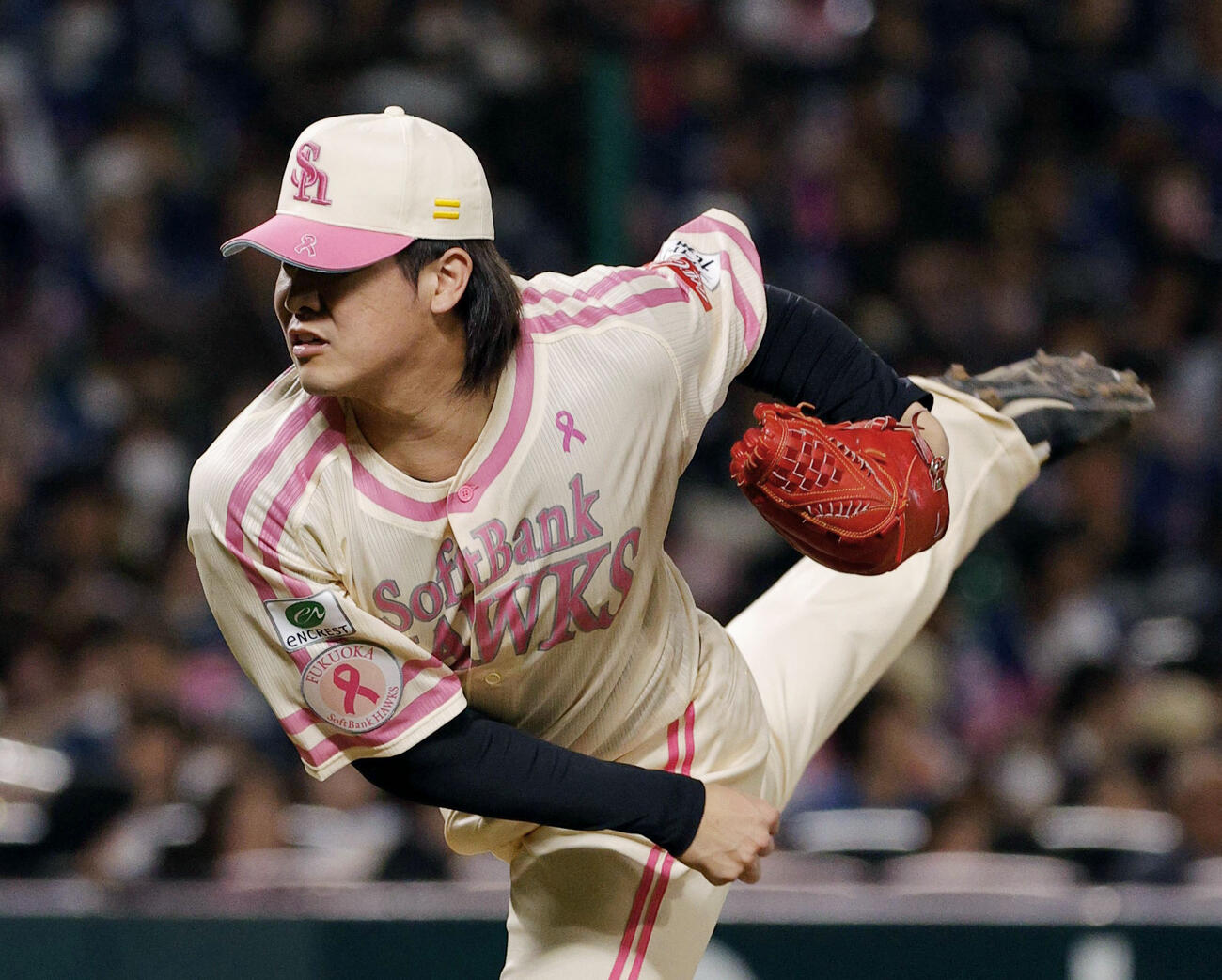 7回に登板し、1回を無得点に抑えたソフトバンク・杉山＝みずほペイペイドーム（共同）